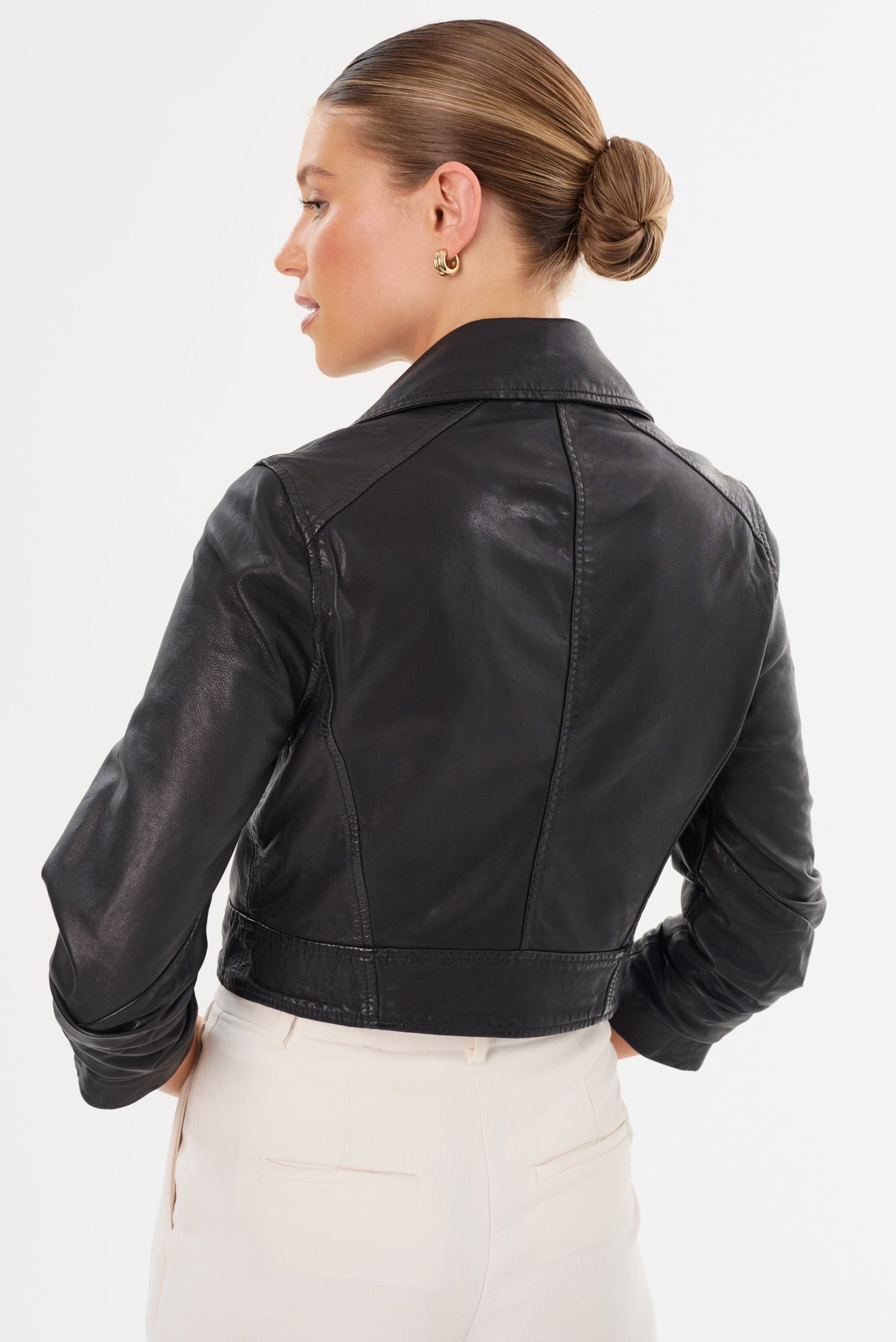 JANIKA | Cropped Leather Biker Jacket