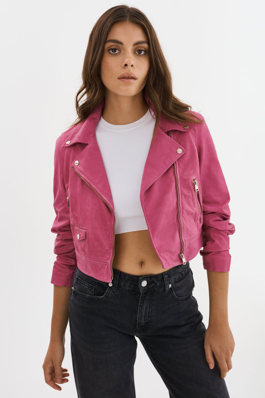 JANIKA | Cropped Leather Biker Jacket