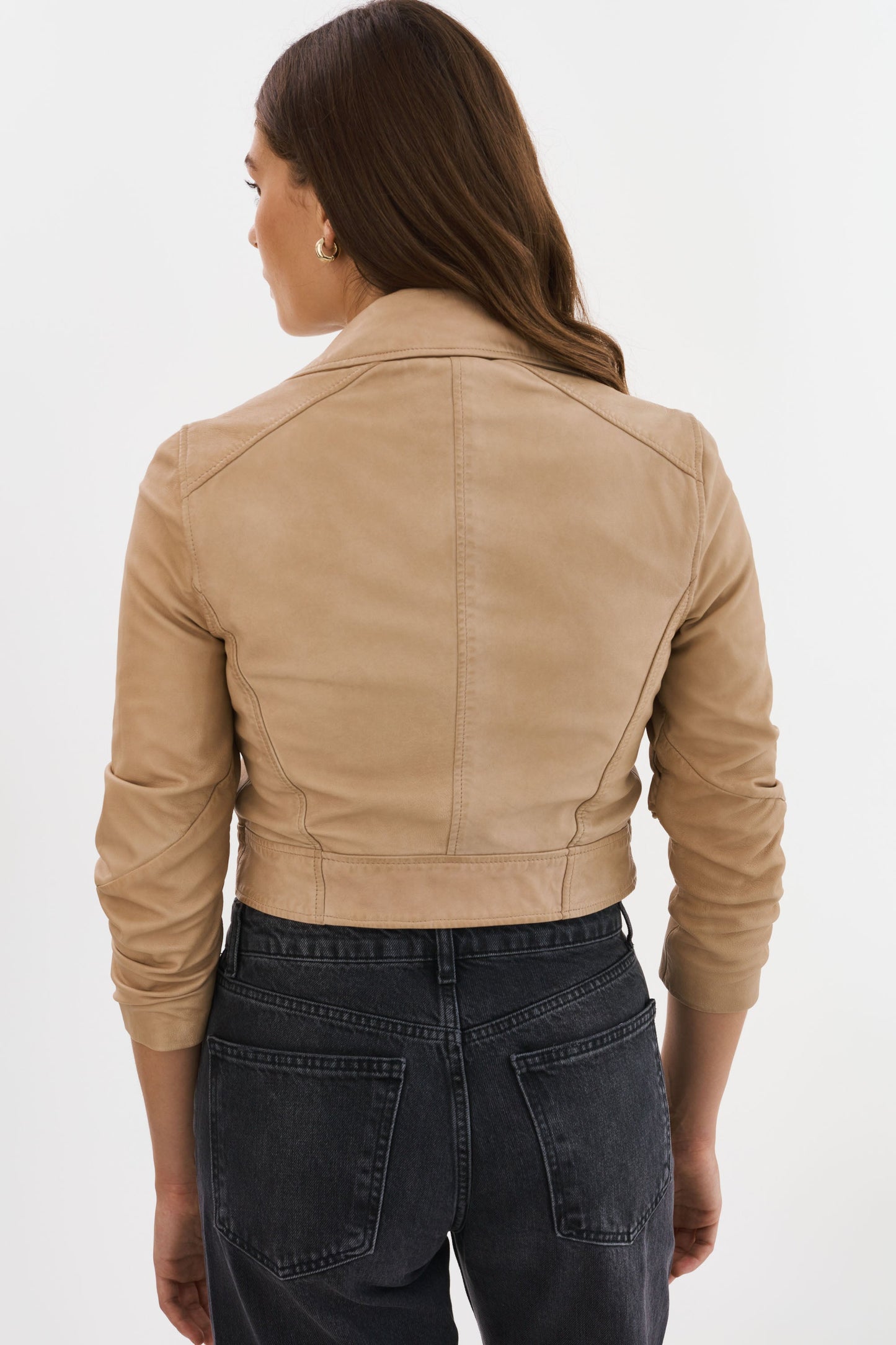 JANIKA | Cropped Leather Biker Jacket