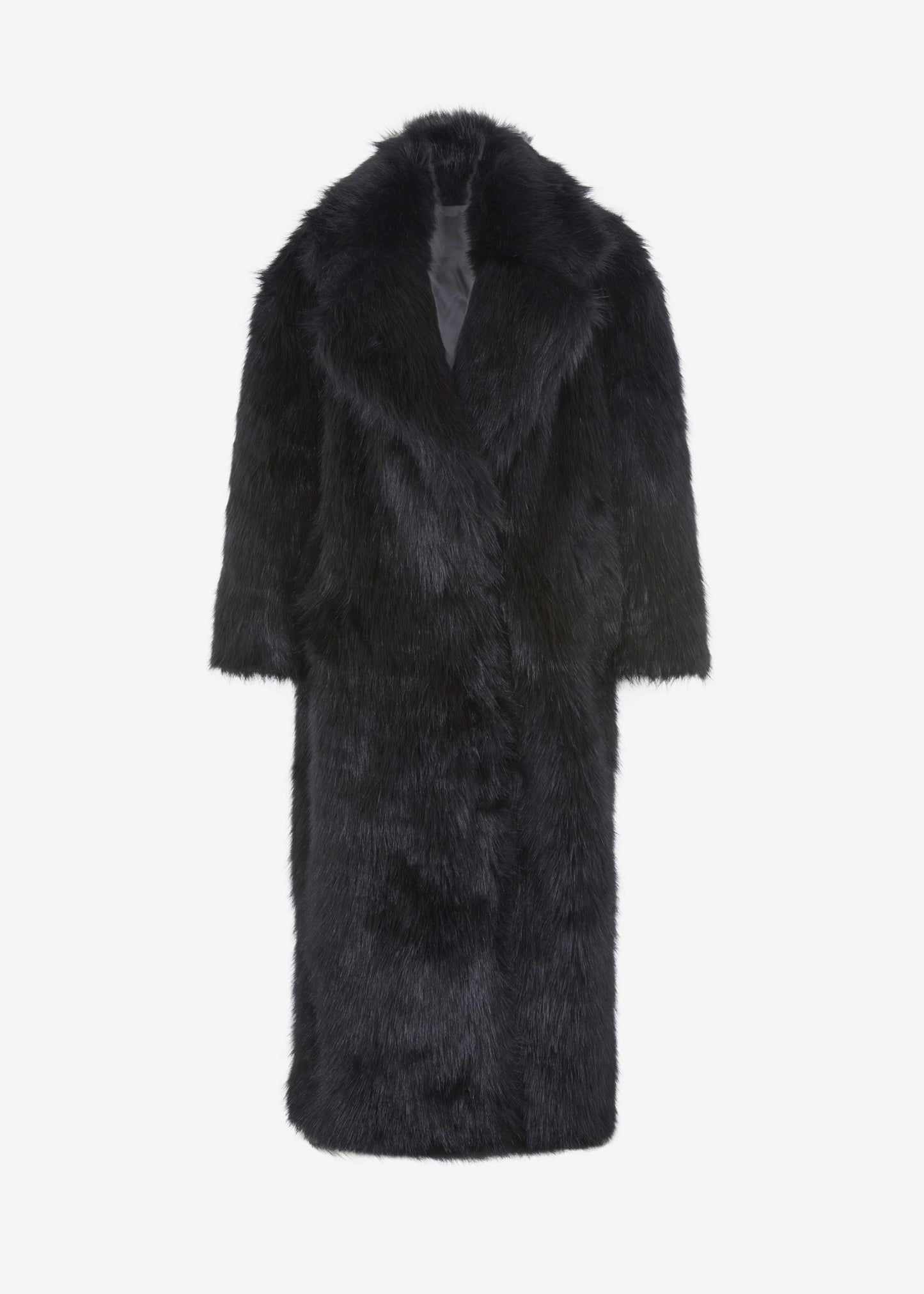 Joan Long Faux Fur Coat - Black