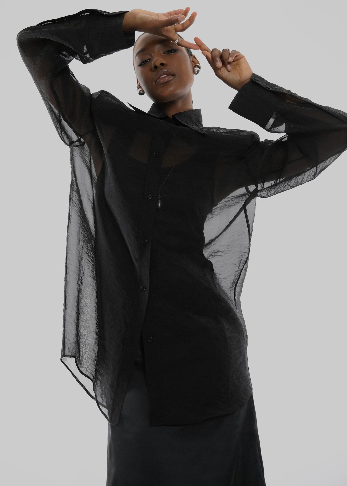 Jolene Semi Sheer Shirt - Black