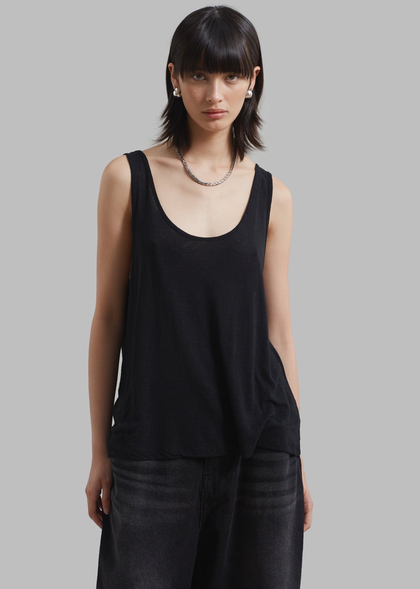 Josie Scoop Neck Tank Top - Black