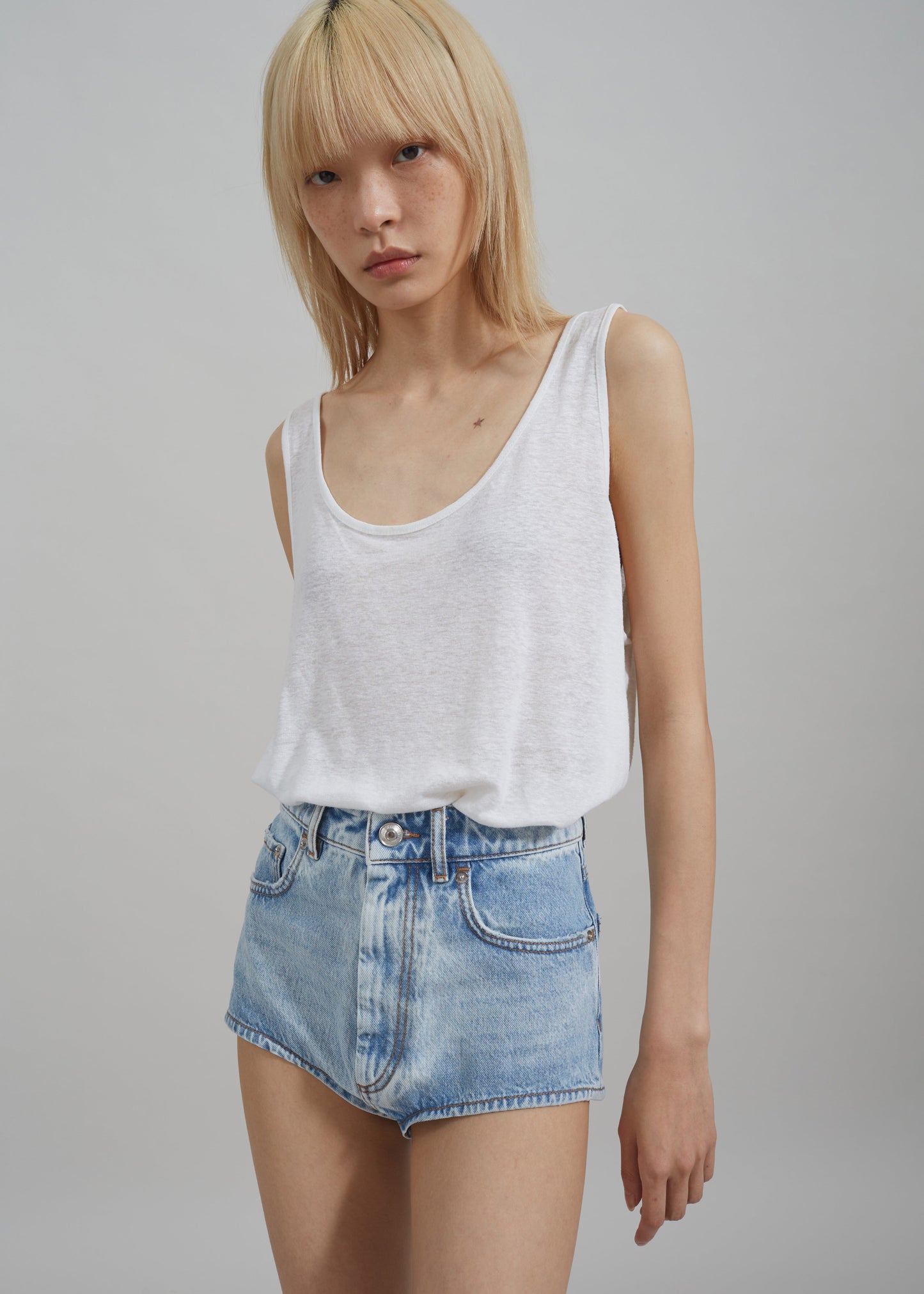 Josie Scoop Neck Tank Top - White