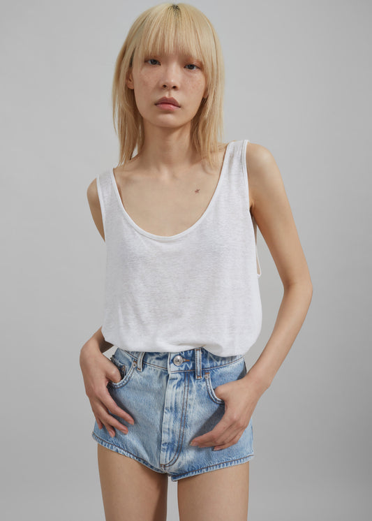 Josie Scoop Neck Tank Top - White