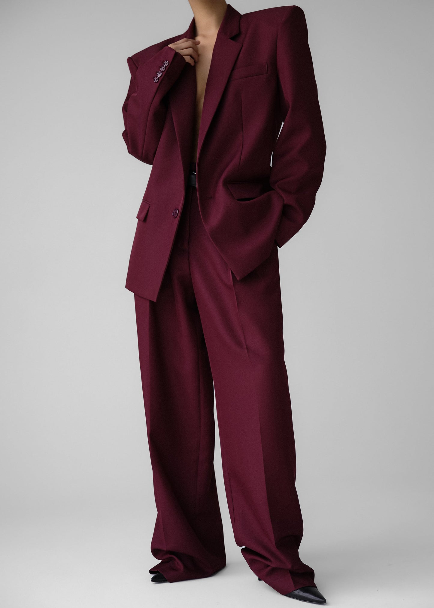 Tansy Pleated Trousers - Burgundy