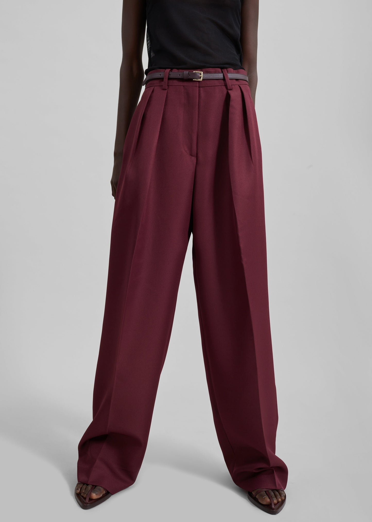 Tansy Pleated Trousers - Burgundy