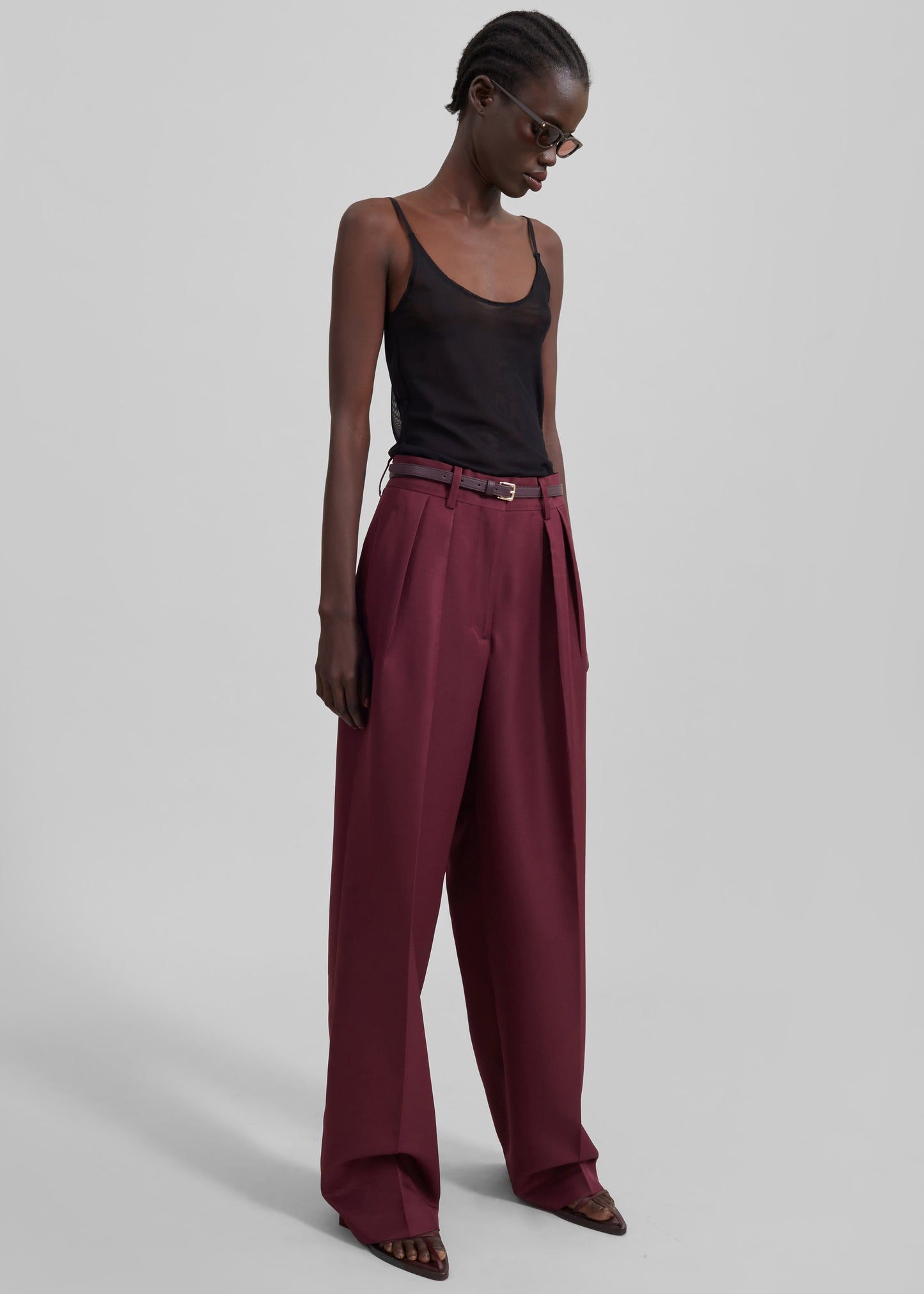 Tansy Pleated Trousers - Burgundy