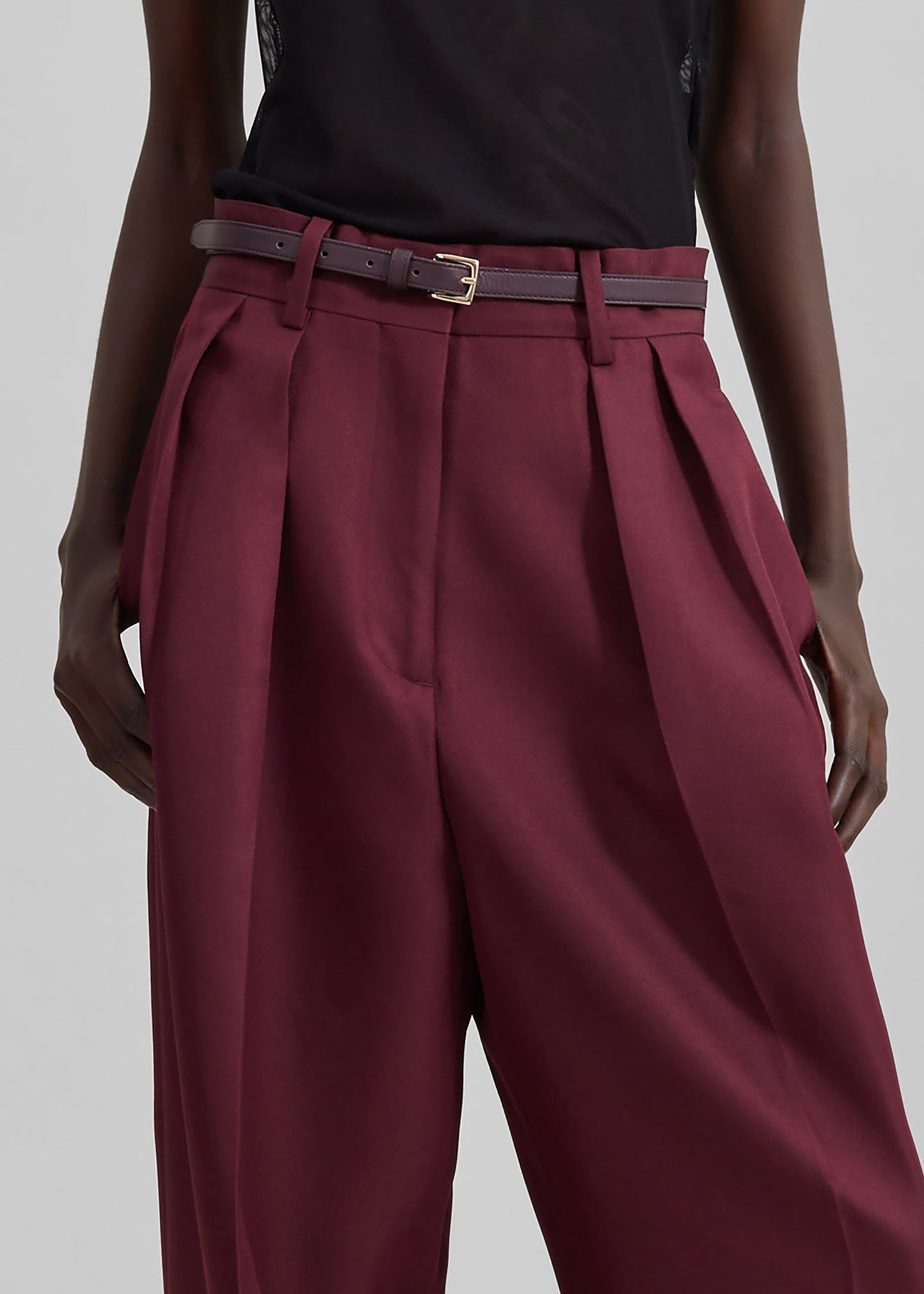 Tansy Pleated Trousers - Burgundy