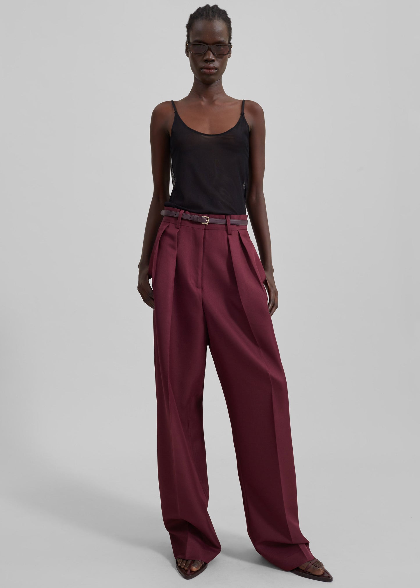 Tansy Pleated Trousers - Burgundy