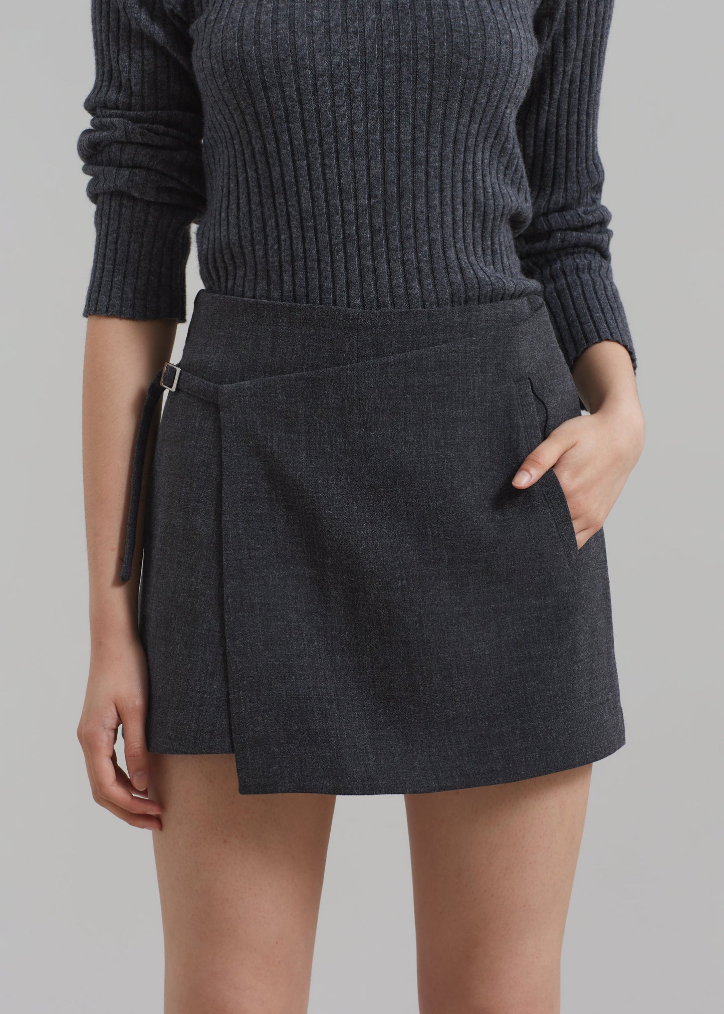 Julie Wrap Mini Skort - Charcoal