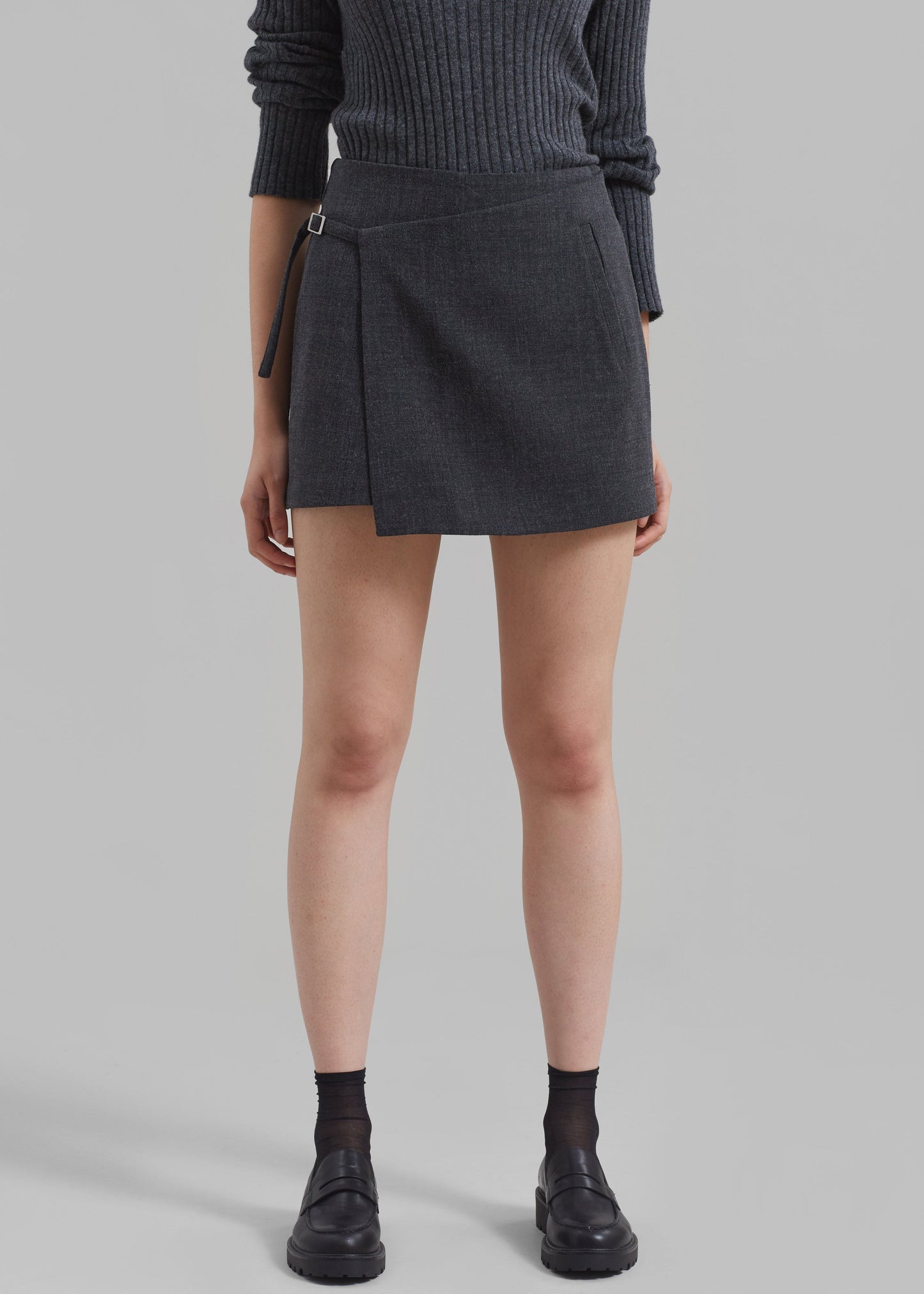 Julie Wrap Mini Skort - Charcoal