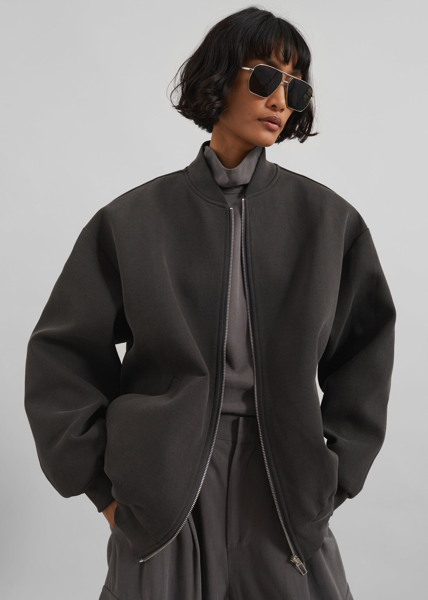 Jura Cotton Bomber Jacket - Charcoal