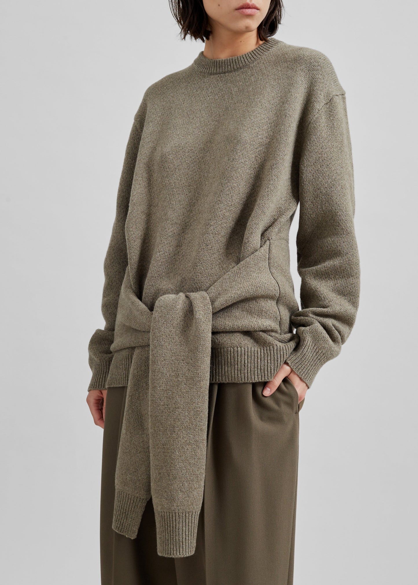 JW Anderson Draped Tie Front Jumper - Khaki