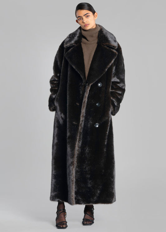 Joni Faux Fur Coat - Dark Espresso