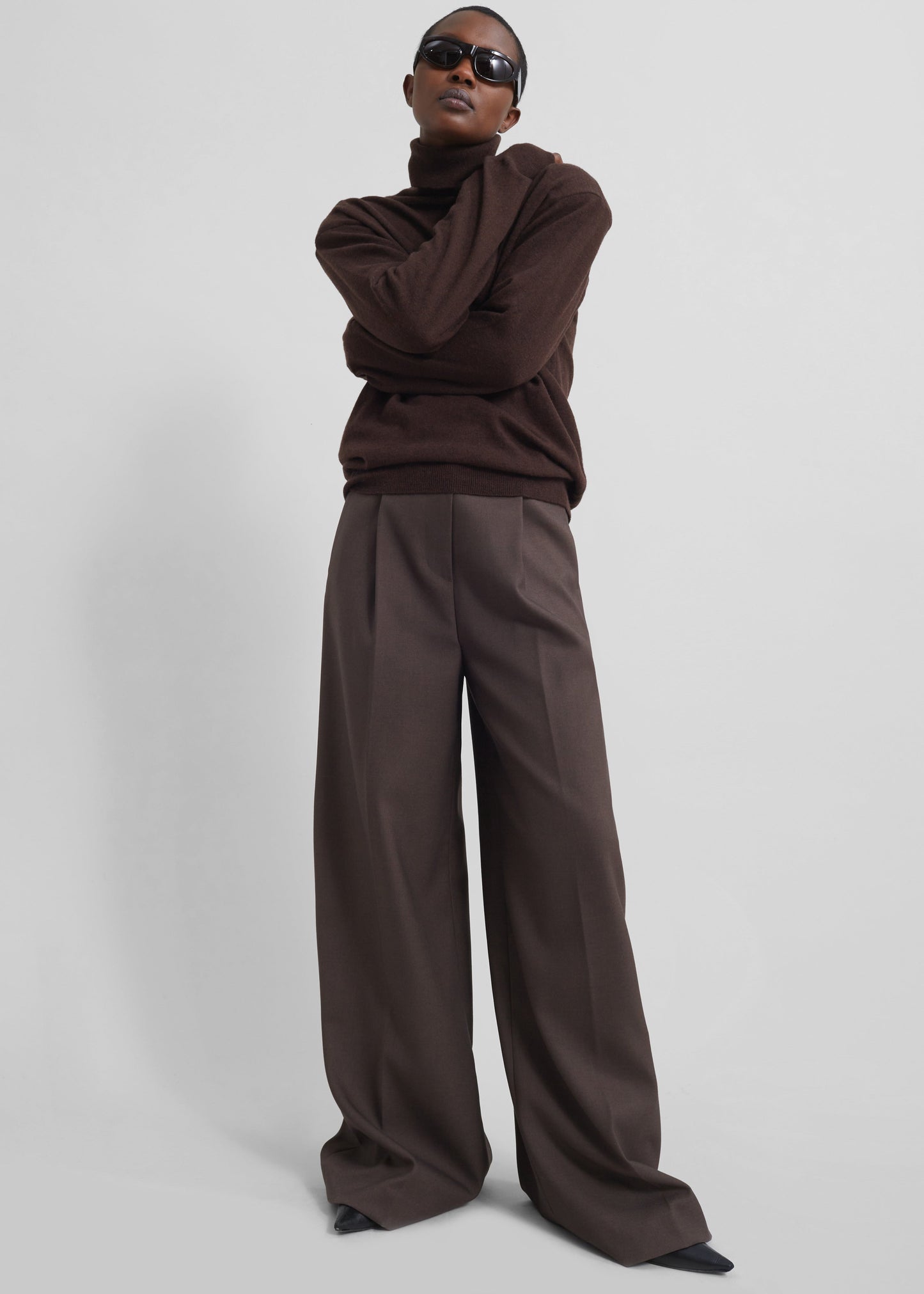 Kamila Wide Leg Trousers - Brown