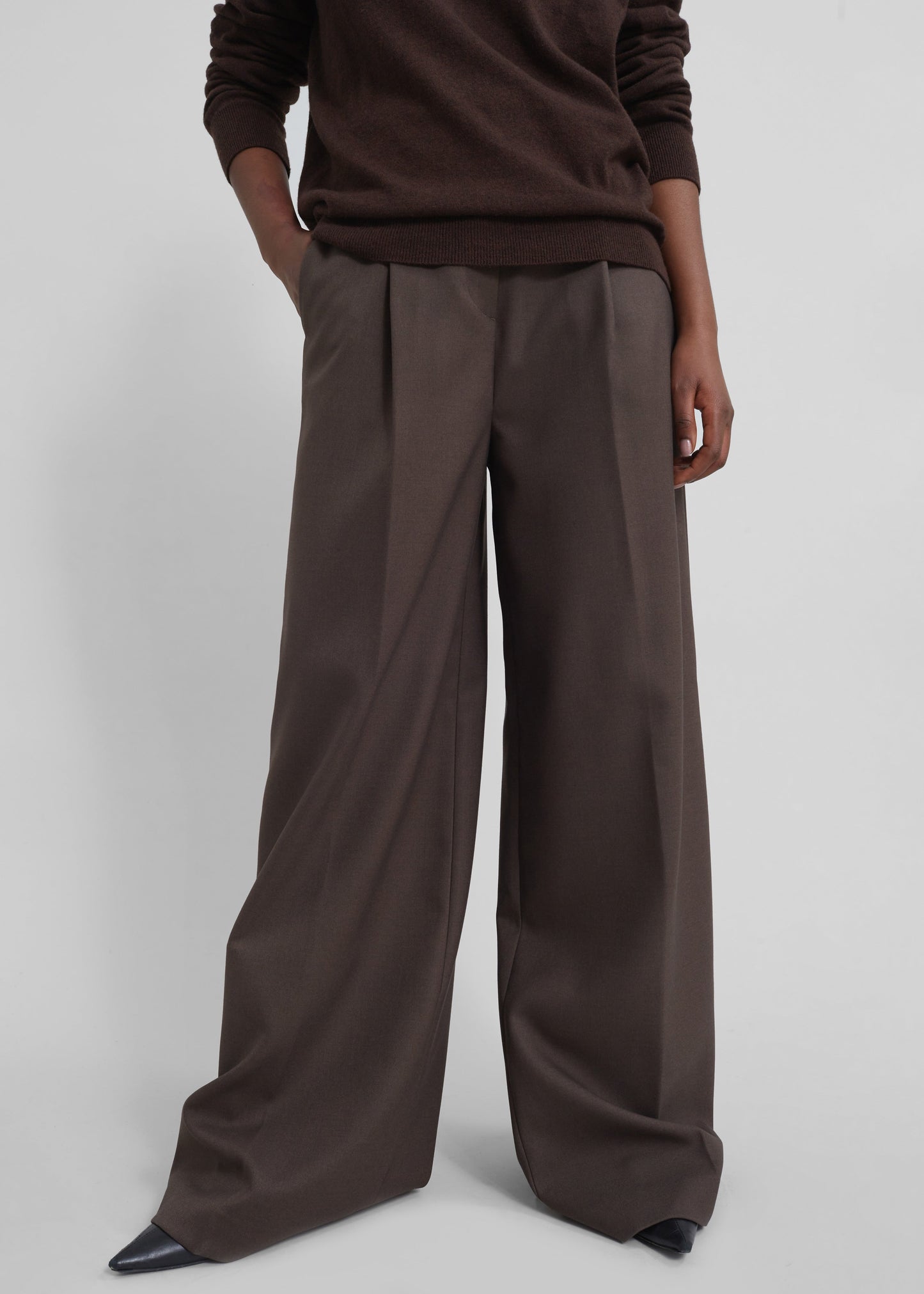 Kamila Wide Leg Trousers - Brown