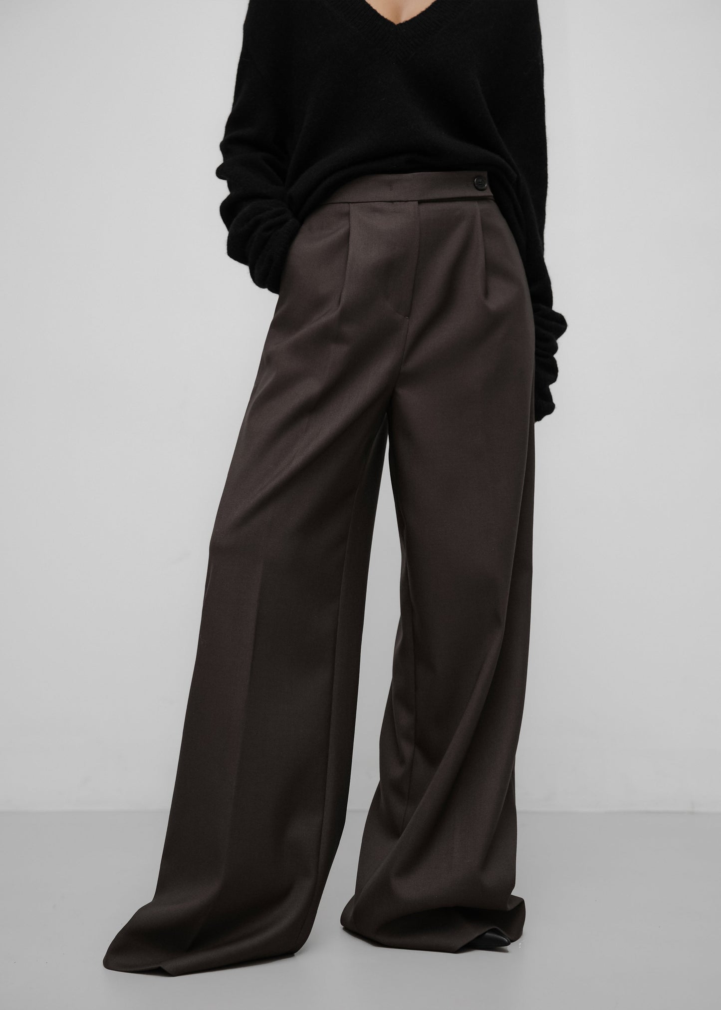 Kamila Wide Leg Trousers - Brown