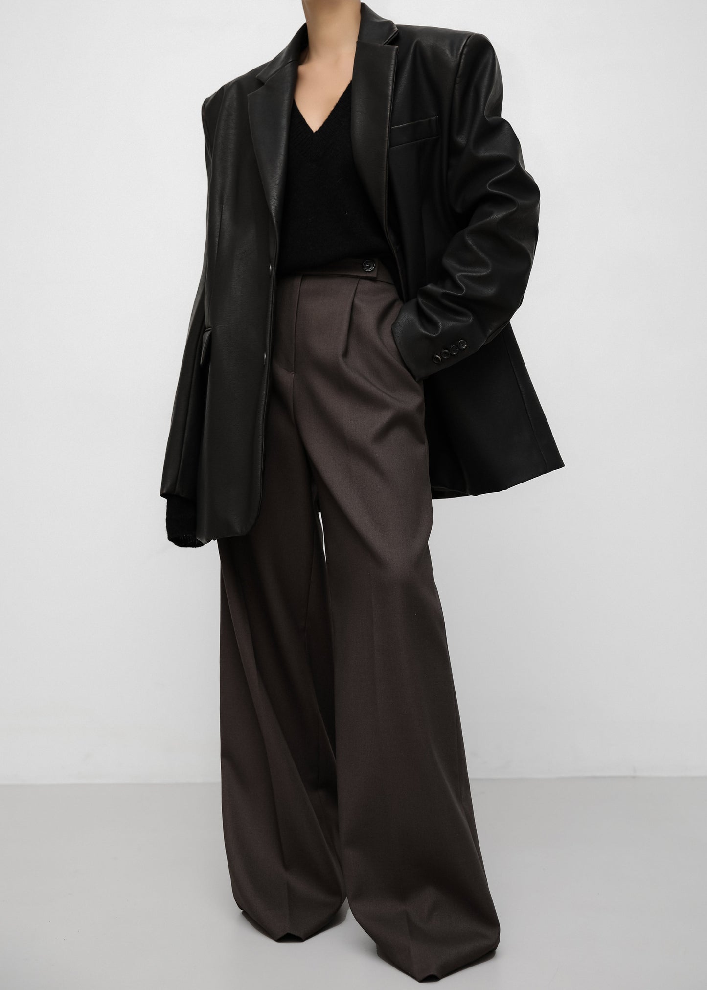 Kamila Wide Leg Trousers - Brown