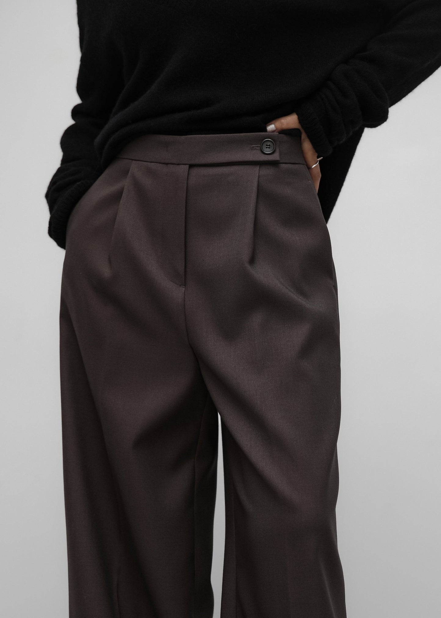 Kamila Wide Leg Trousers - Brown