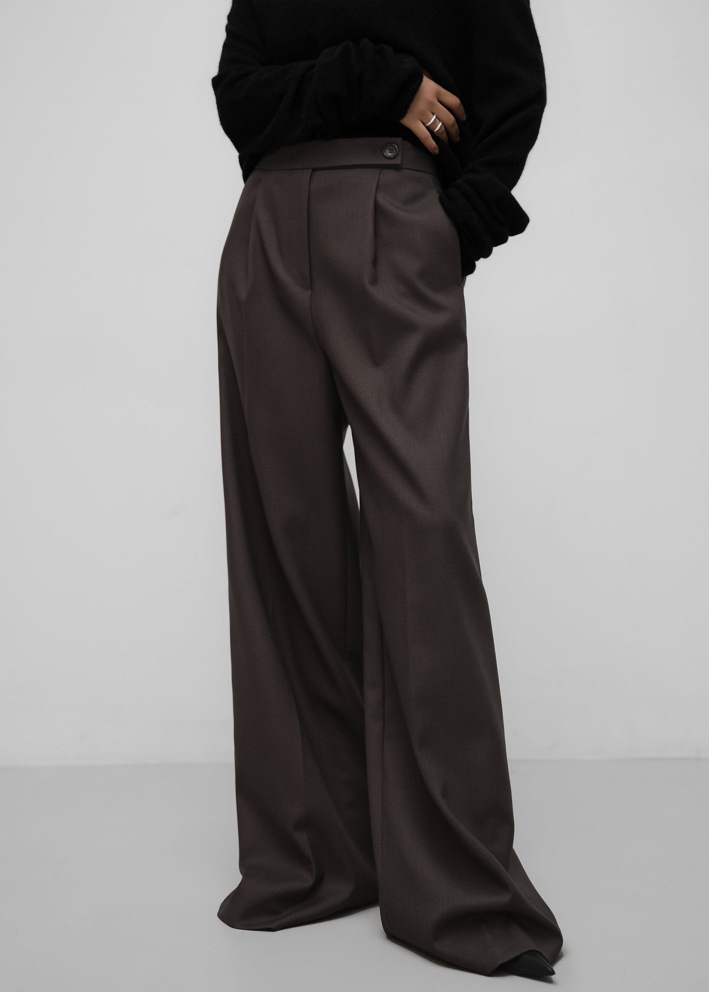 Kamila Wide Leg Trousers - Brown