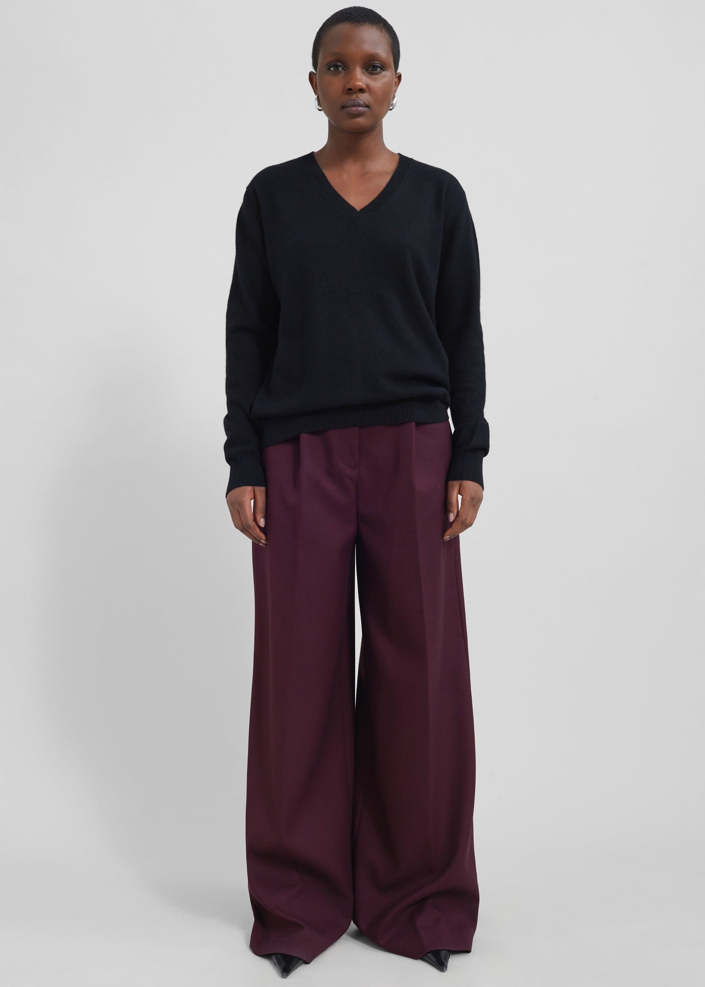 Kamila Wide Leg Trousers - Burgundy