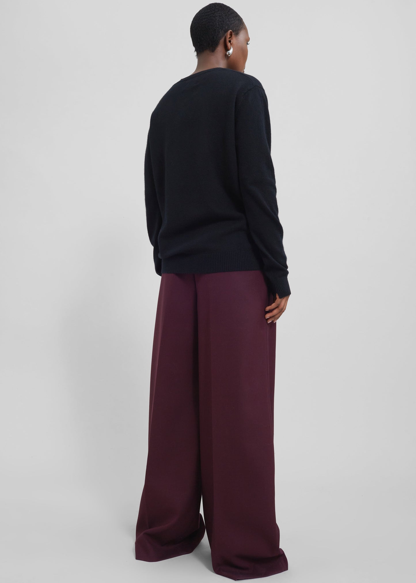 Kamila Wide Leg Trousers - Burgundy