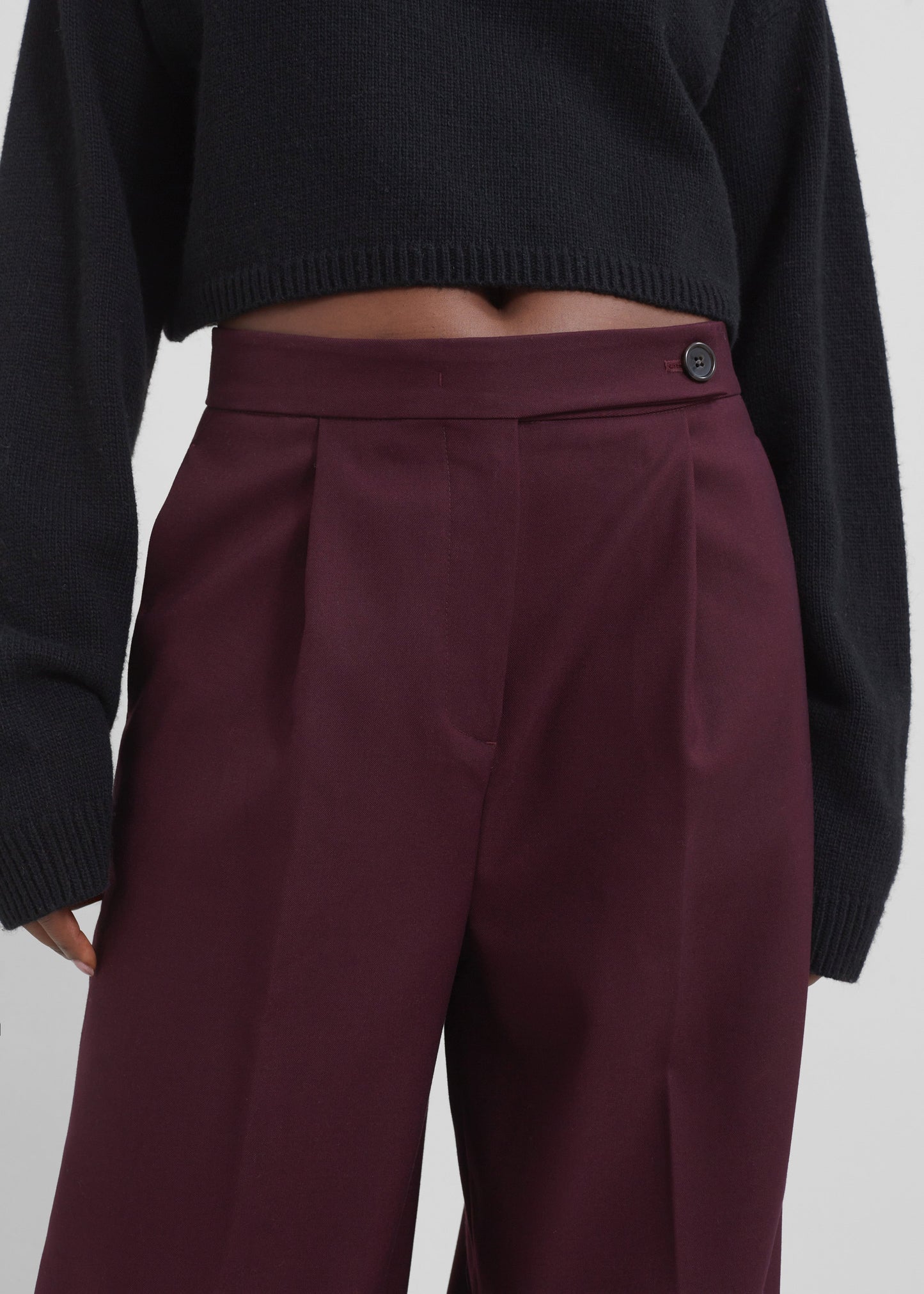 Kamila Wide Leg Trousers - Burgundy