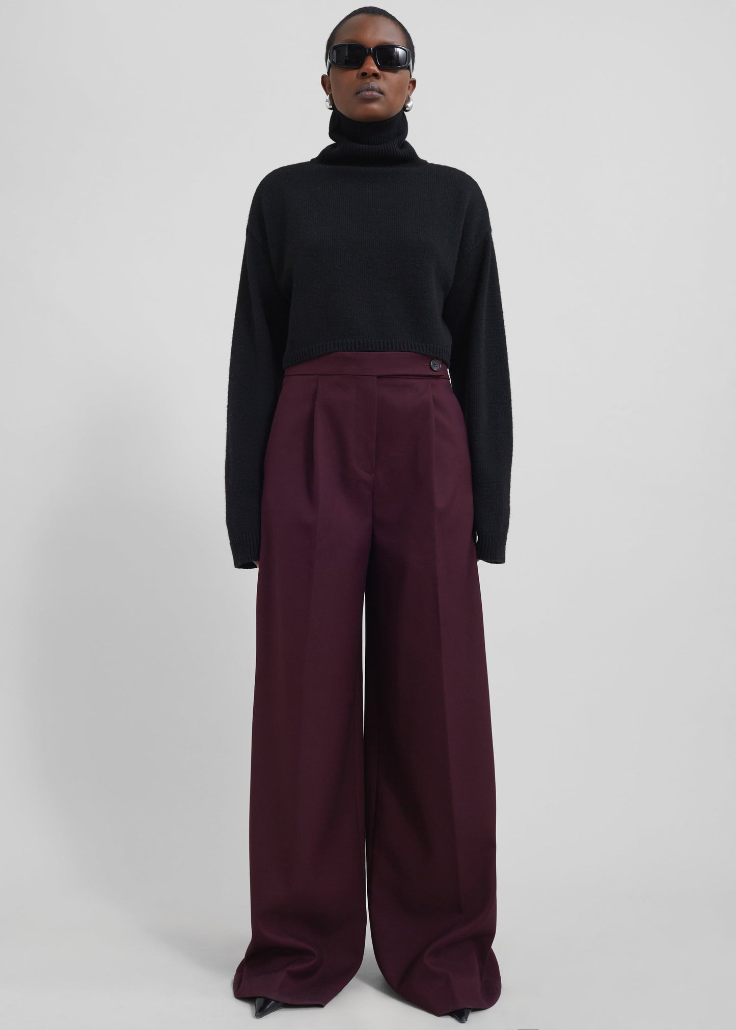 Kamila Wide Leg Trousers - Burgundy