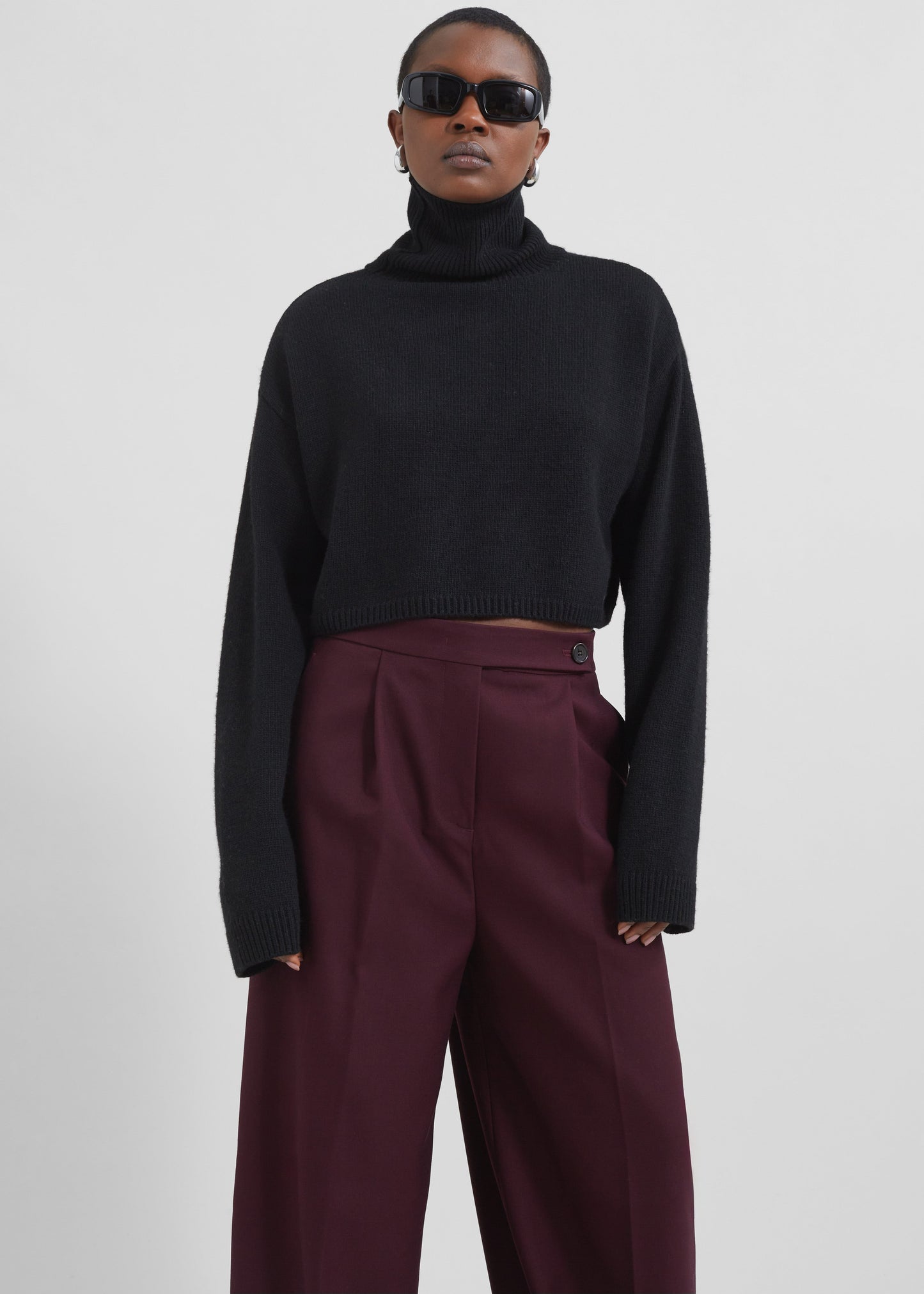 Kamila Wide Leg Trousers - Burgundy