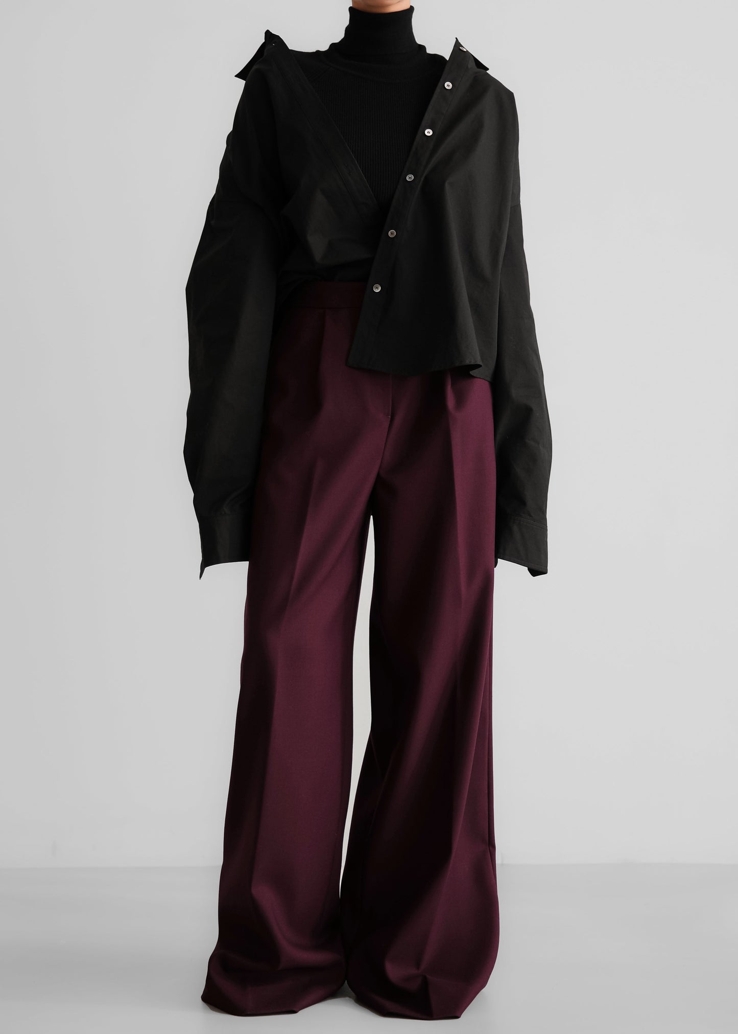 Kamila Wide Leg Trousers - Burgundy