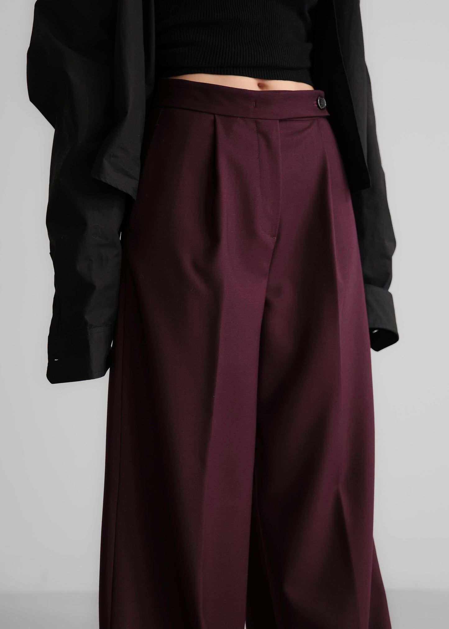 Kamila Wide Leg Trousers - Burgundy