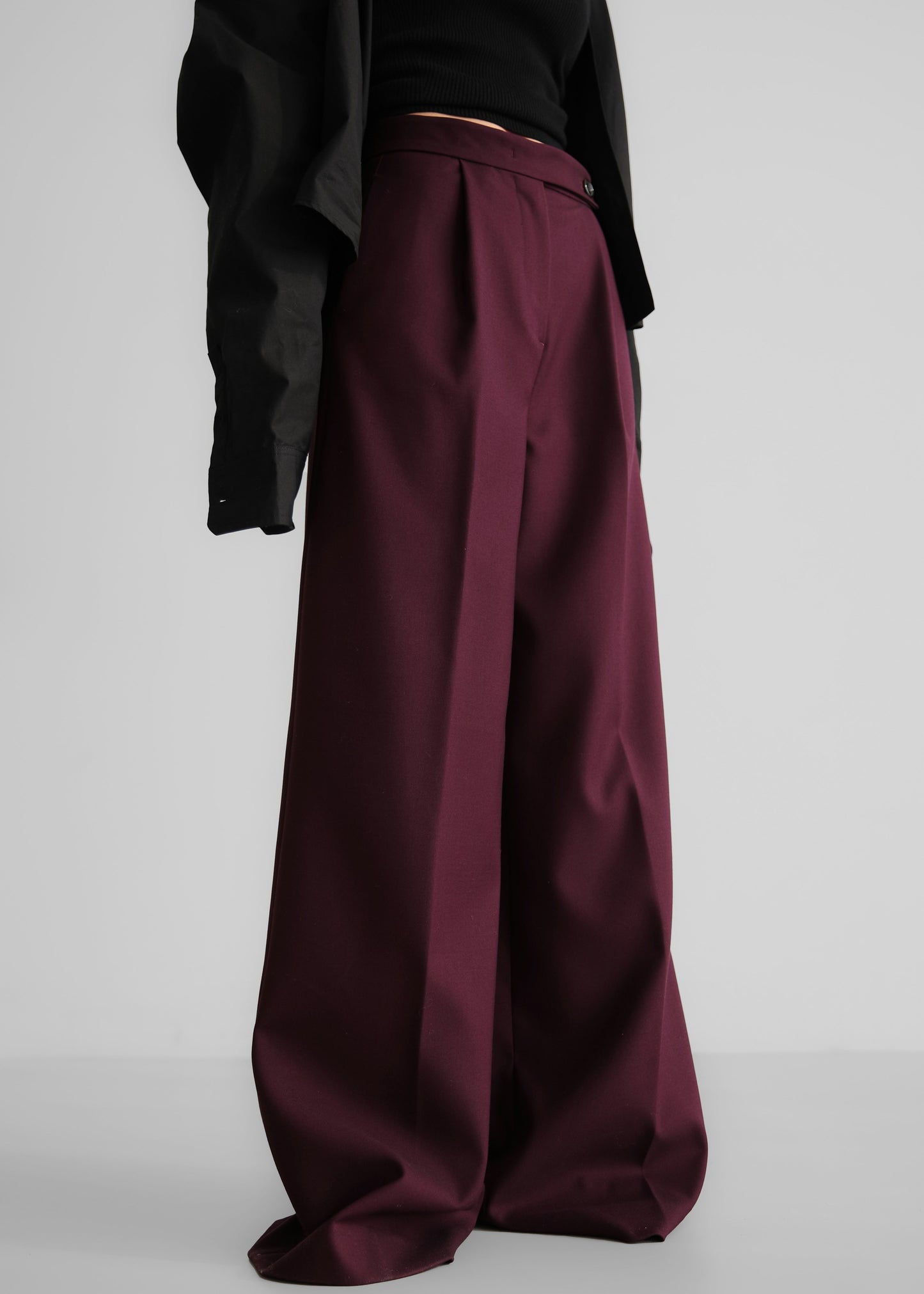 Kamila Wide Leg Trousers - Burgundy