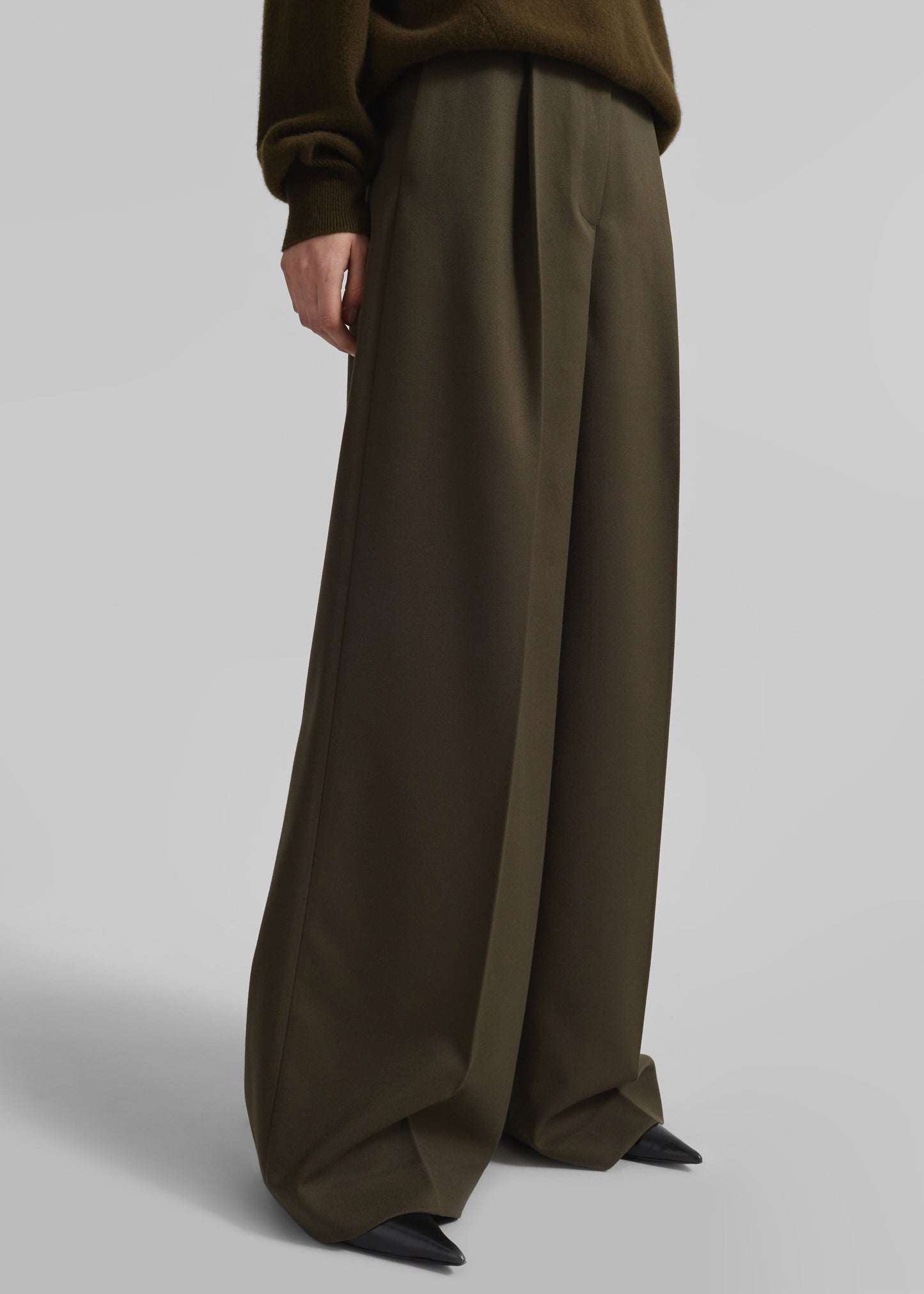 Kamila Wide Leg Trousers - Khaki