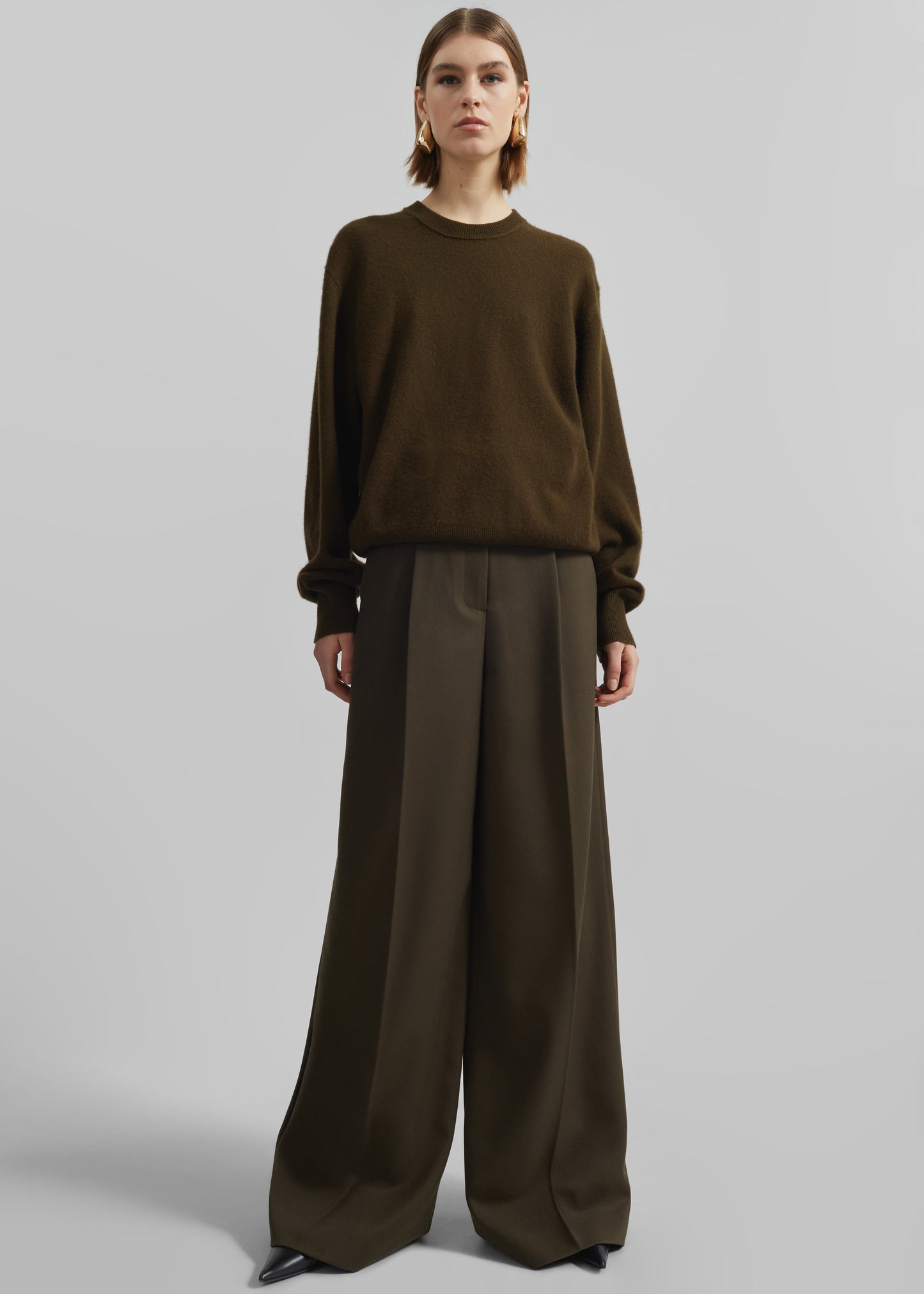 Kamila Wide Leg Trousers - Khaki