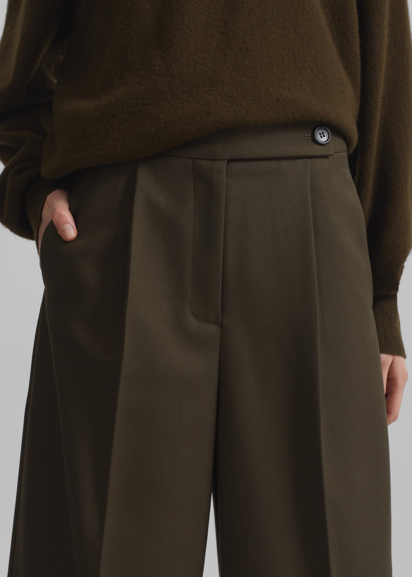 Kamila Wide Leg Trousers - Khaki