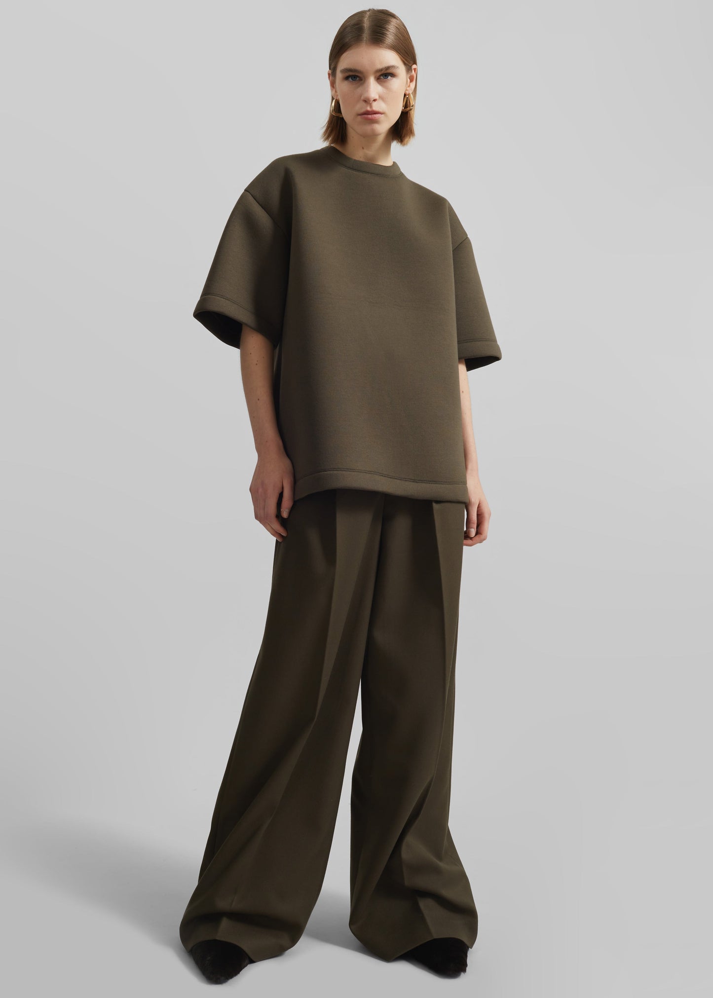 Kamila Wide Leg Trousers - Khaki