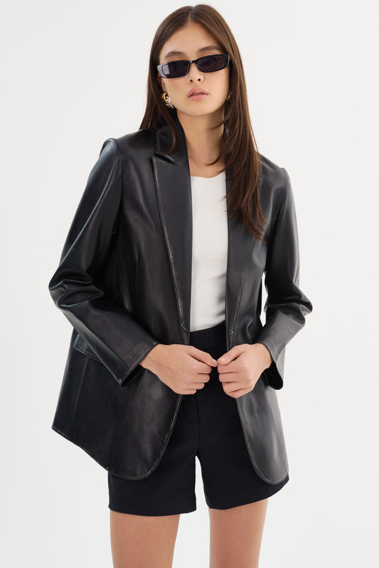 KARRIN | Distressed Leather Blazer