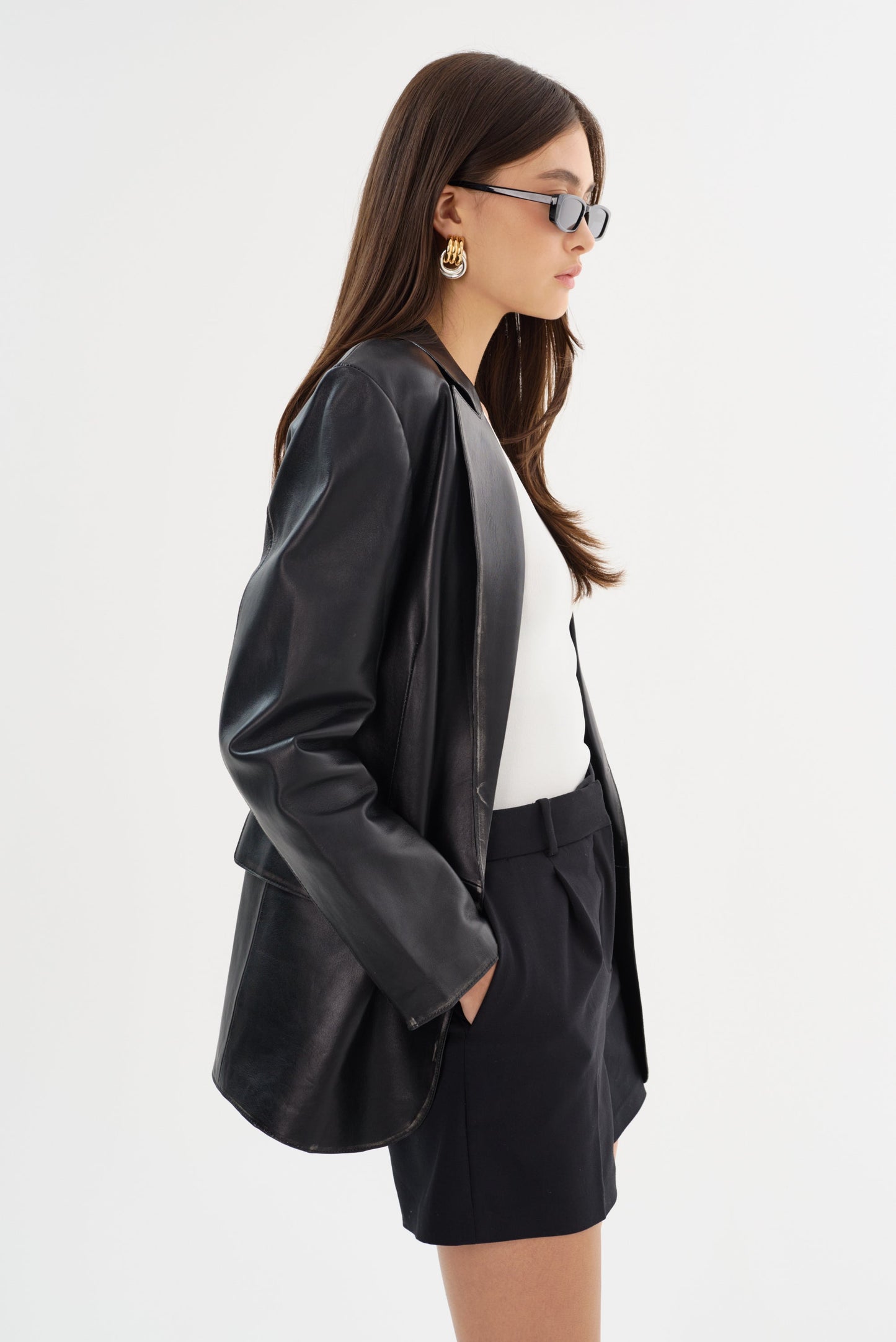 KARRIN | Distressed Leather Blazer