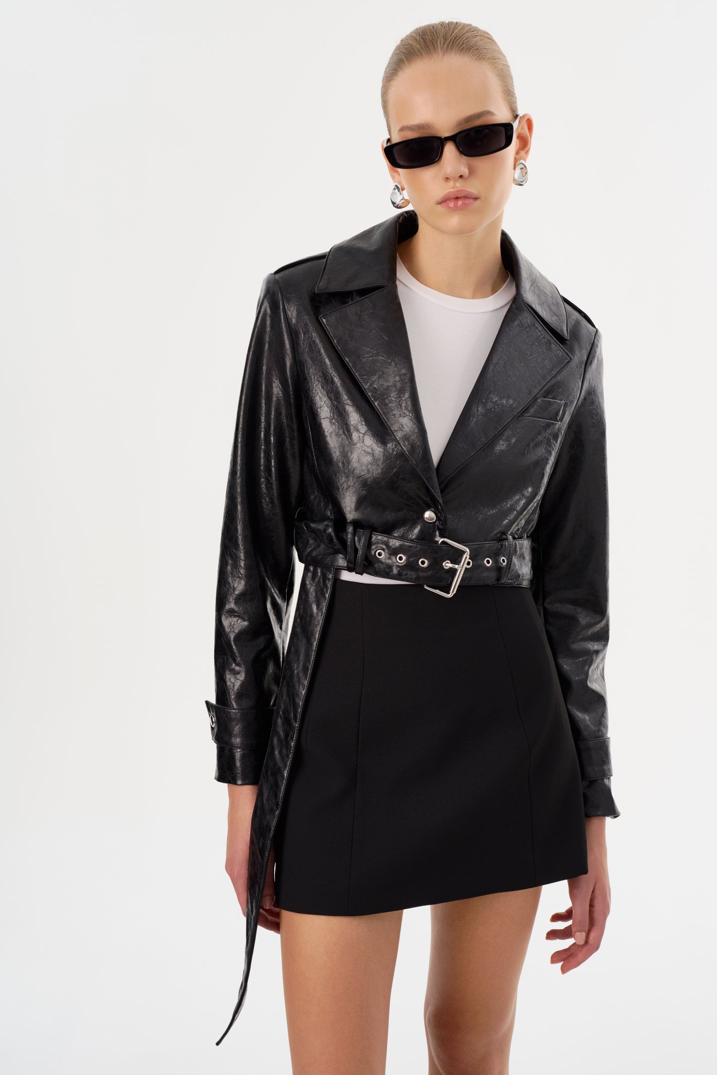 KATIJA | Convertible Faux Leather Trench