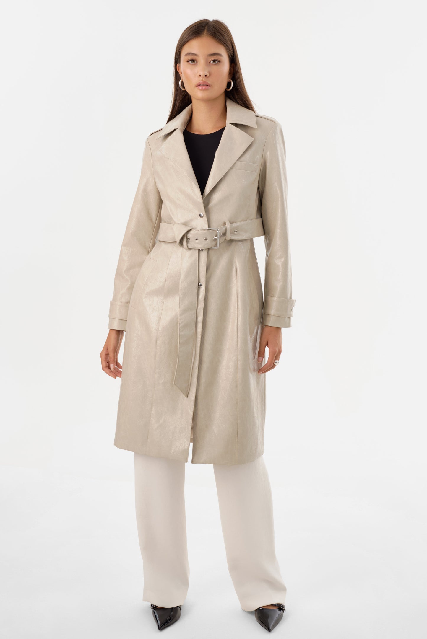 KATIJA | Convertible Faux Leather Trench