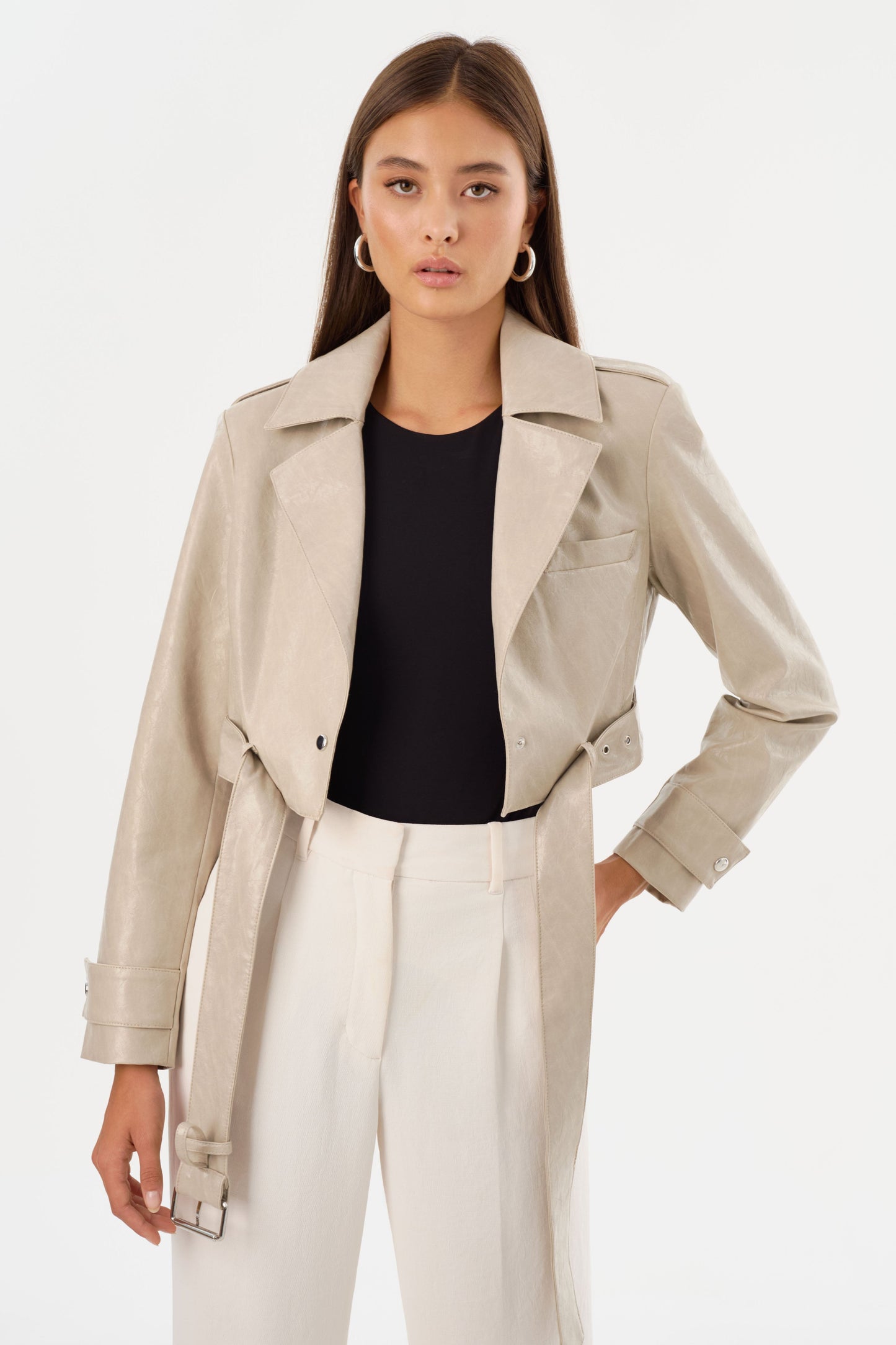 KATIJA | Convertible Faux Leather Trench