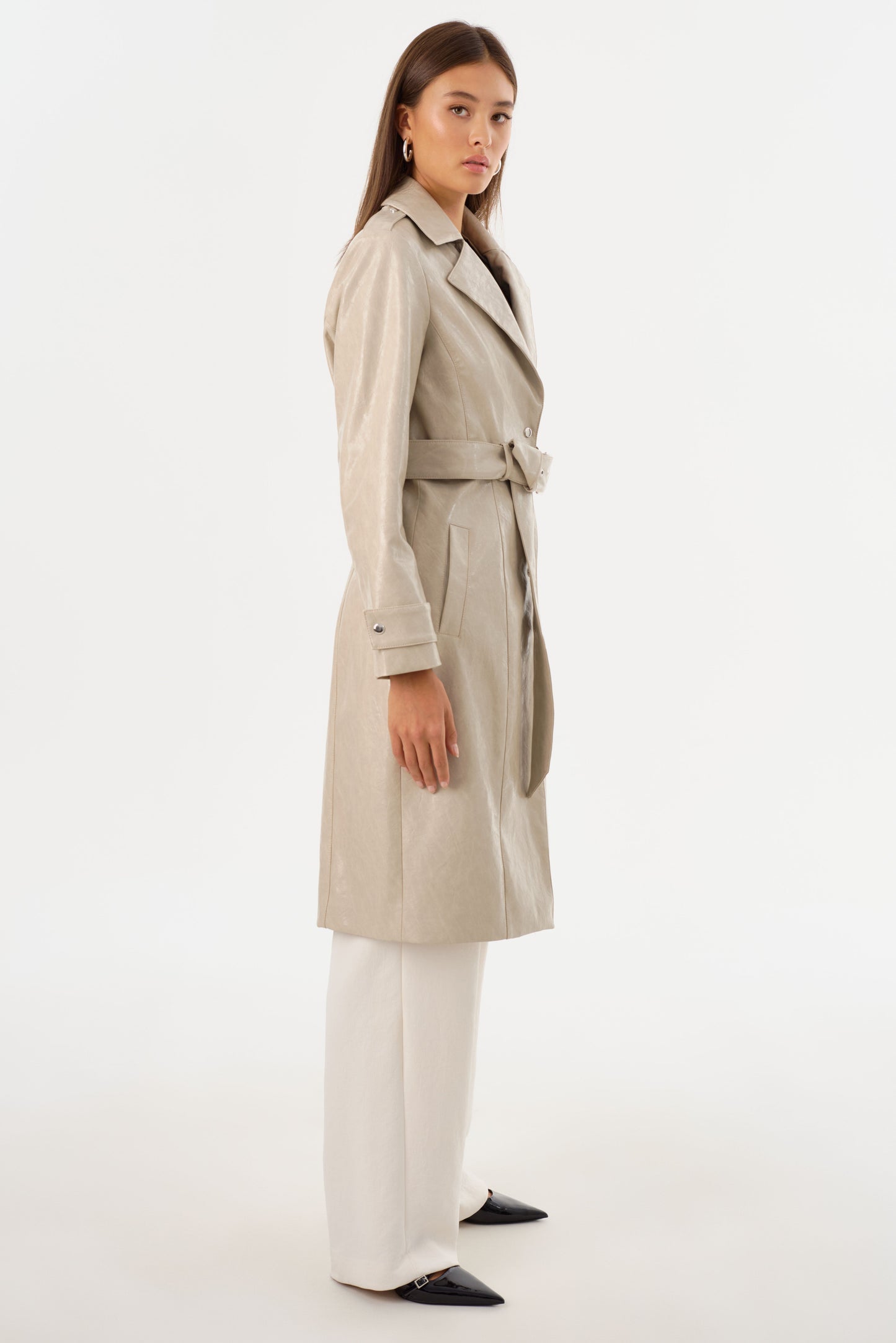 KATIJA | Convertible Faux Leather Trench