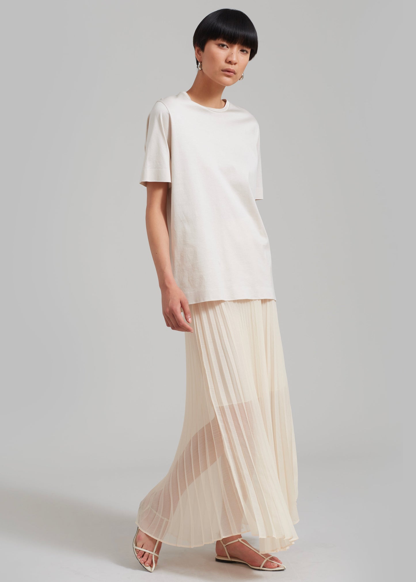 Kaya Pleated Maxi Skirt - Beige