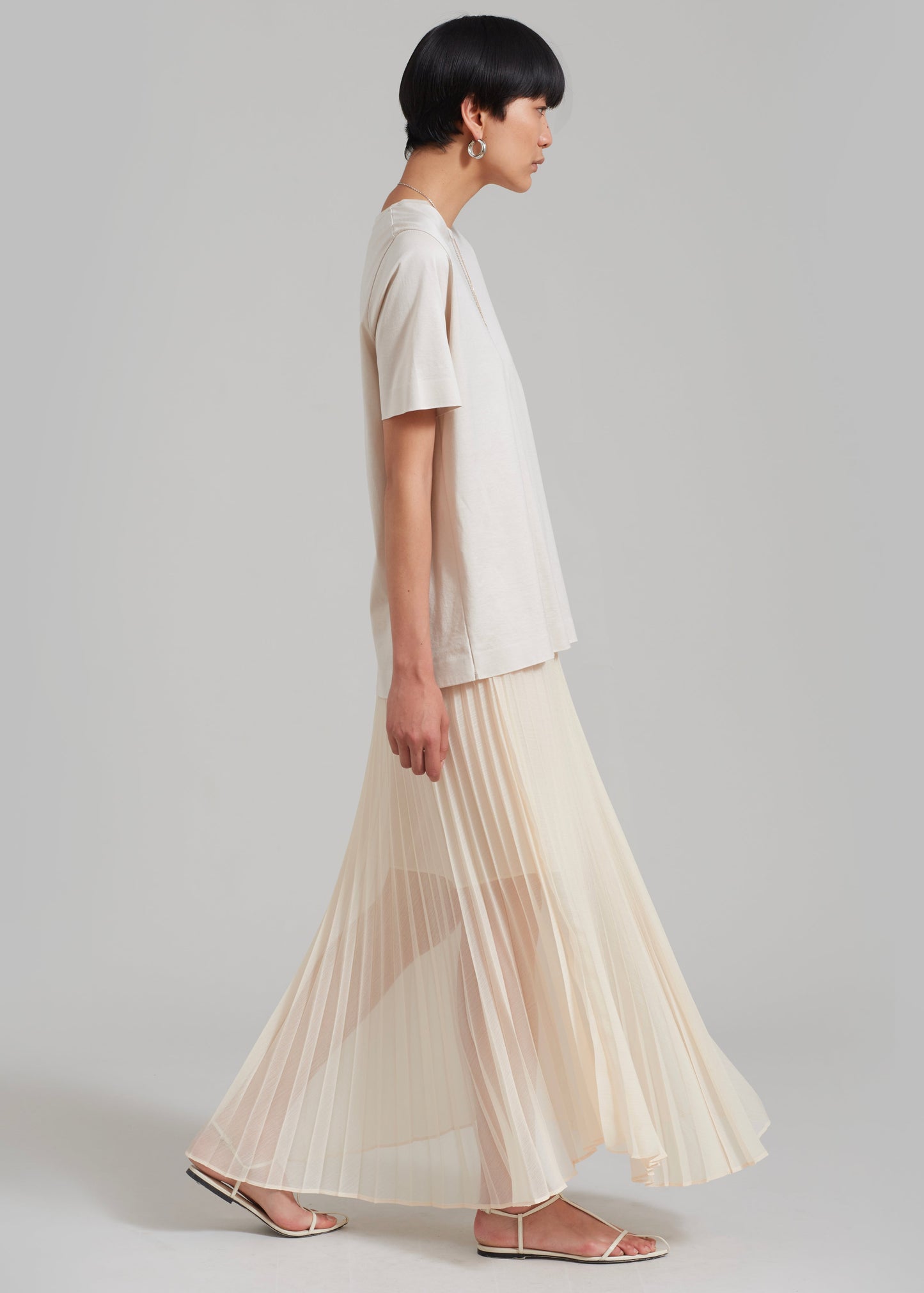 Kaya Pleated Maxi Skirt - Beige