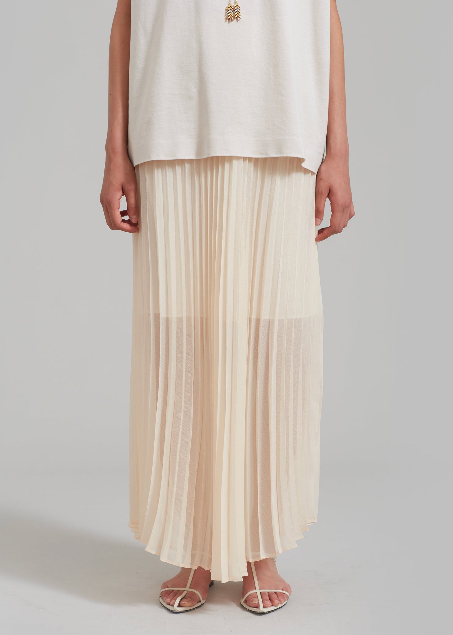 Kaya Pleated Maxi Skirt - Beige