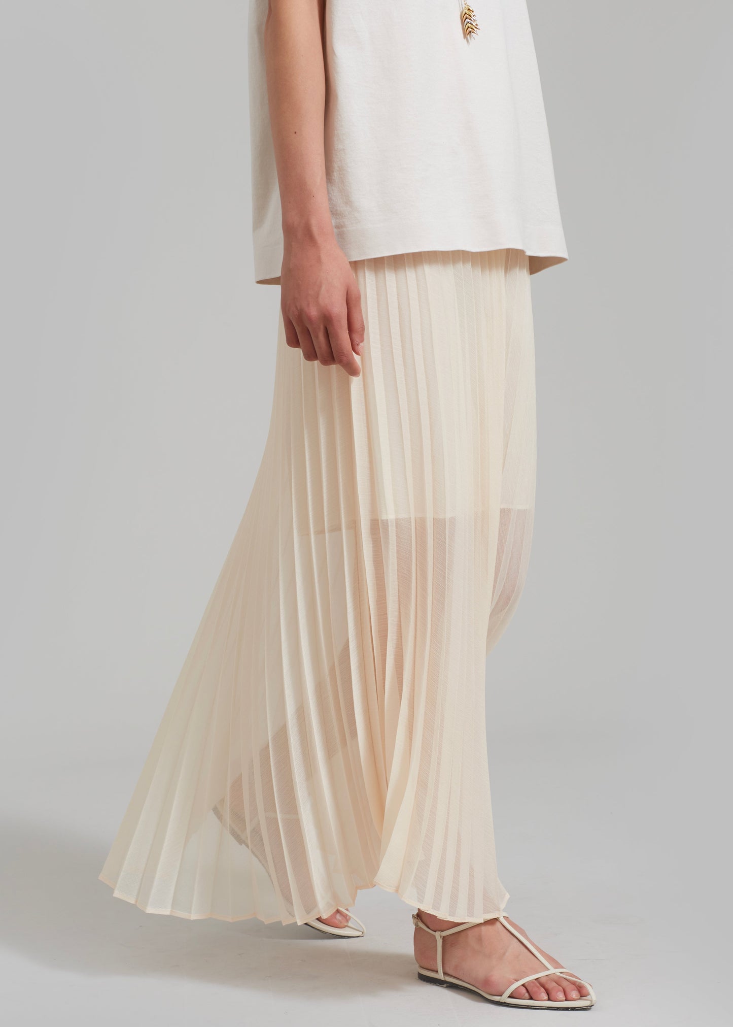 Kaya Pleated Maxi Skirt - Beige