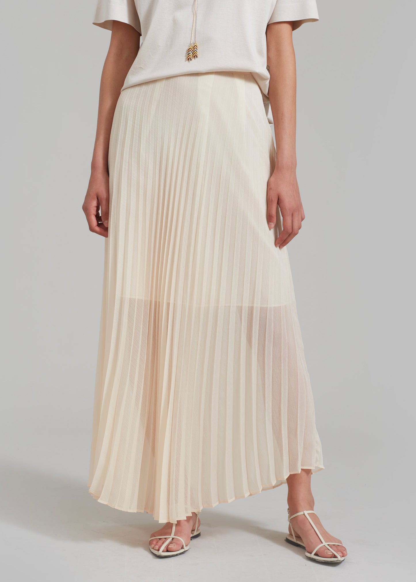 Kaya Pleated Maxi Skirt - Beige