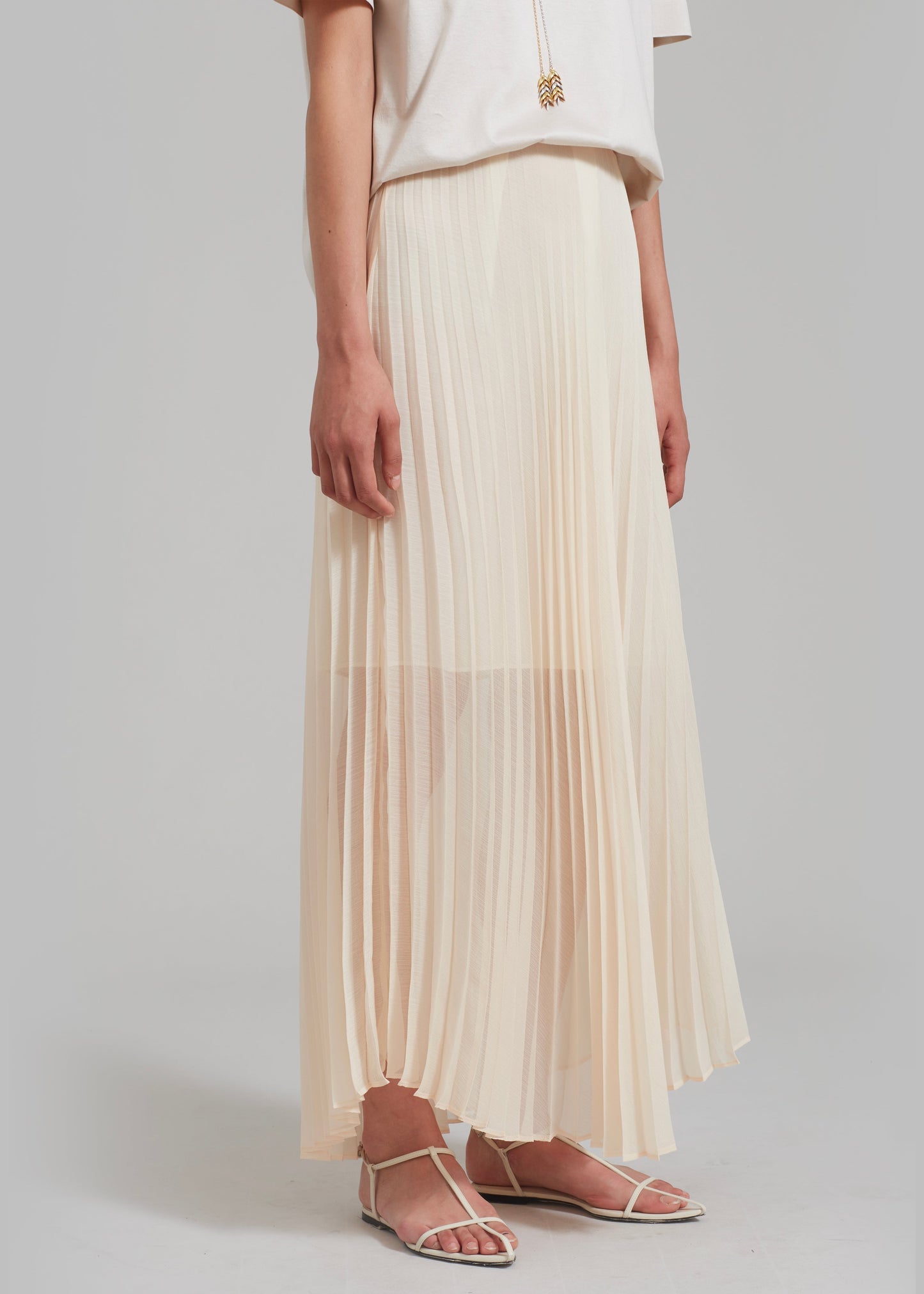 Kaya Pleated Maxi Skirt - Beige