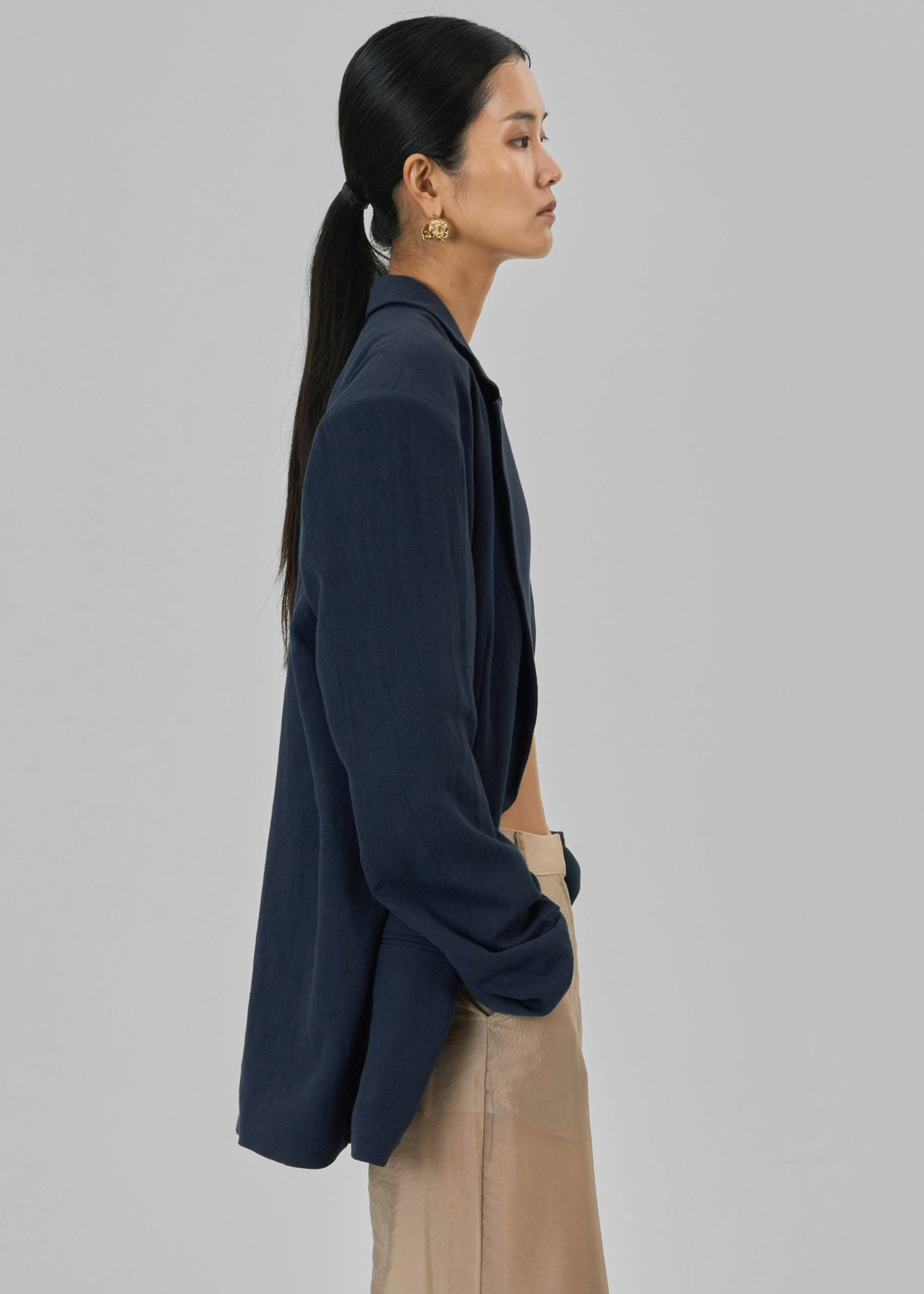 Keenan Linen Oversized Blazer - Navy