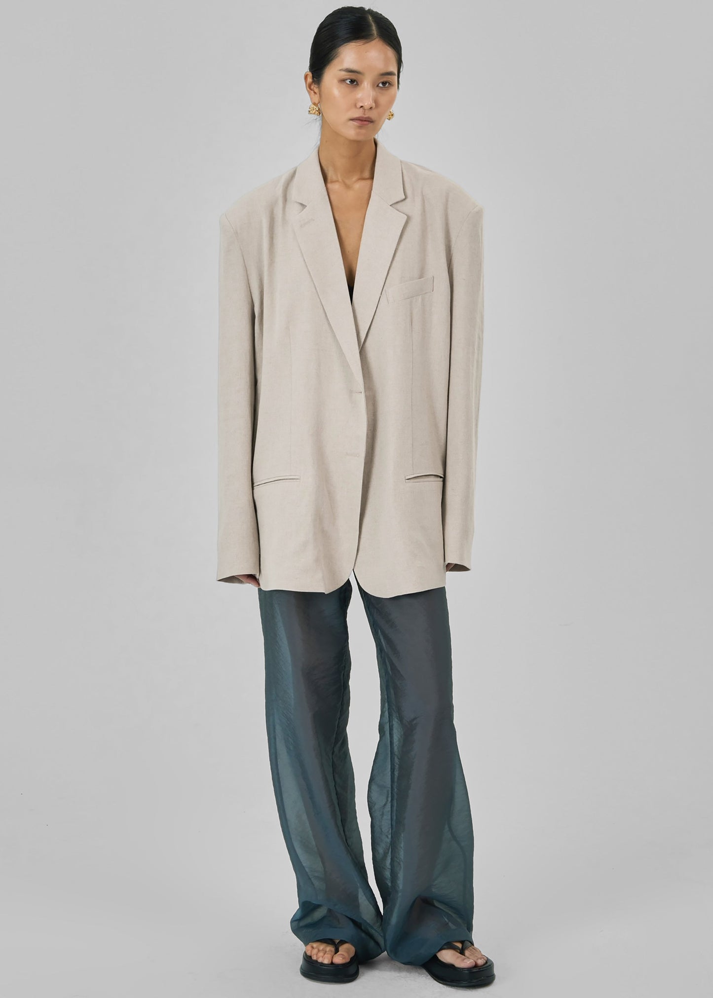 Keenan Linen Oversized Blazer - Sand